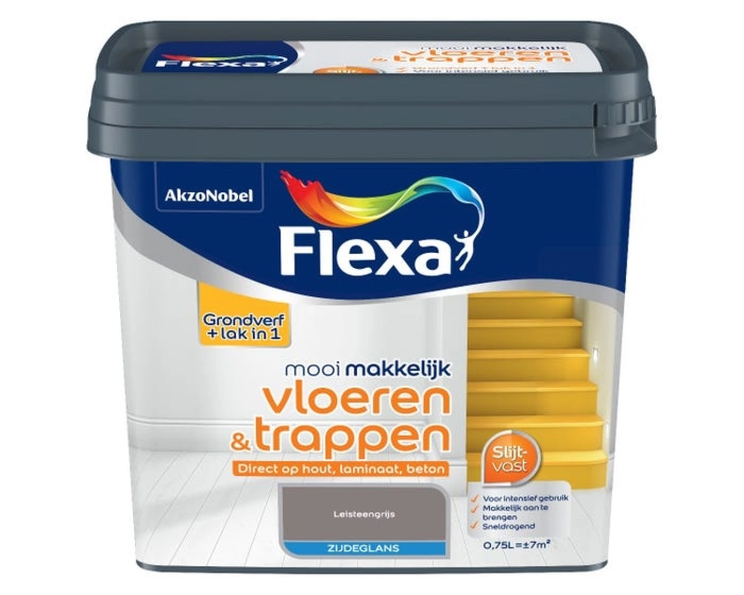 Flexa Mooi Makkelijk Vloeren & Trappen Zijdeglans - leisteen grijs - 0,75L-image