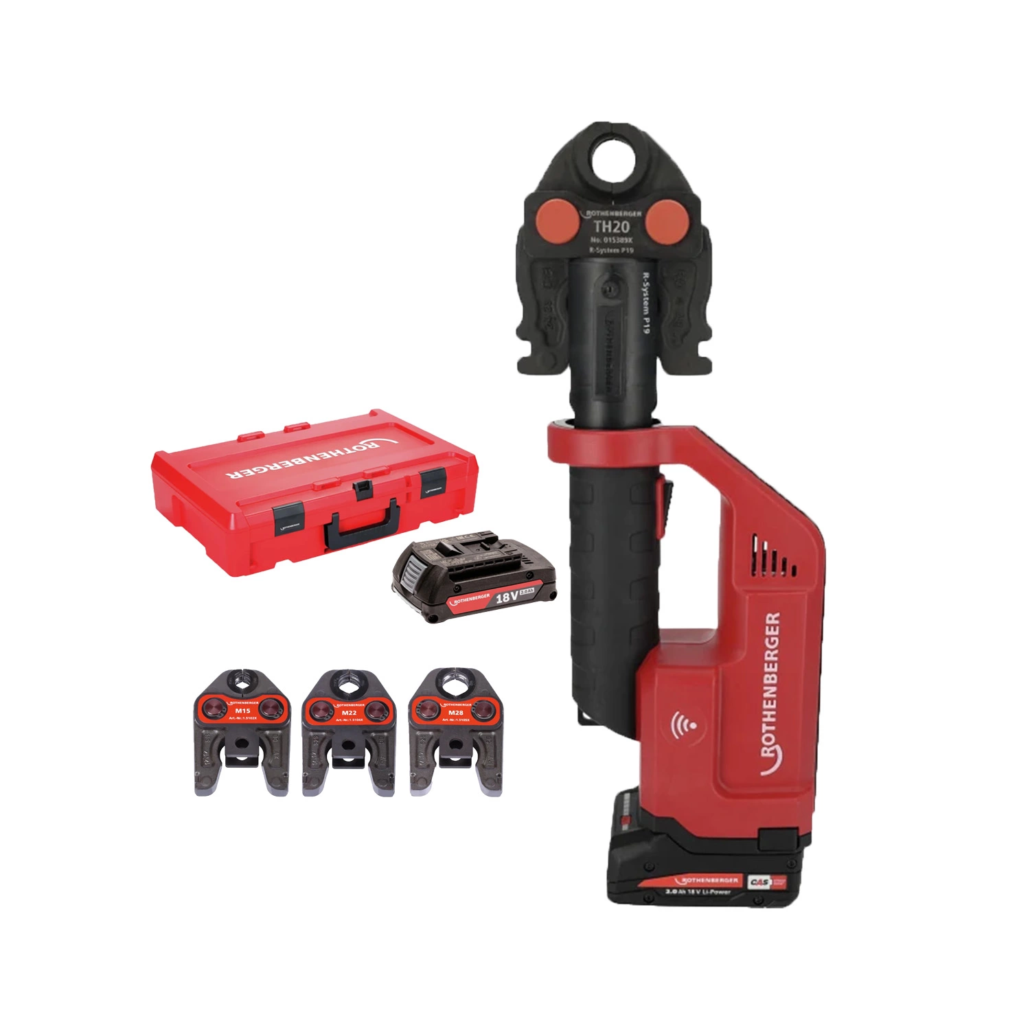 Rothenberger 1000004274 Romax Compact III 18V accu perstang set (1x 4.0Ah accu + lader) incl. M bekken - 15-22-28mm - AMPShare-image