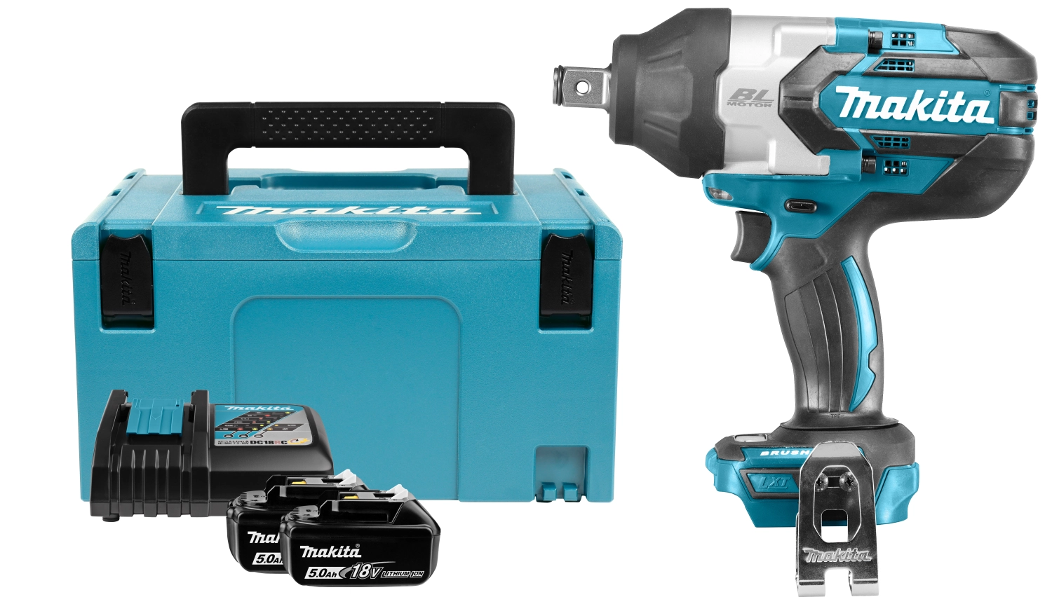 Makita DTW1001RTJ 18V Li-Ion Accu slagmoersleutel set (2x 5.0Ah accu) in Mbox - 1050Nm - 3/4" - koolborstelloos-image