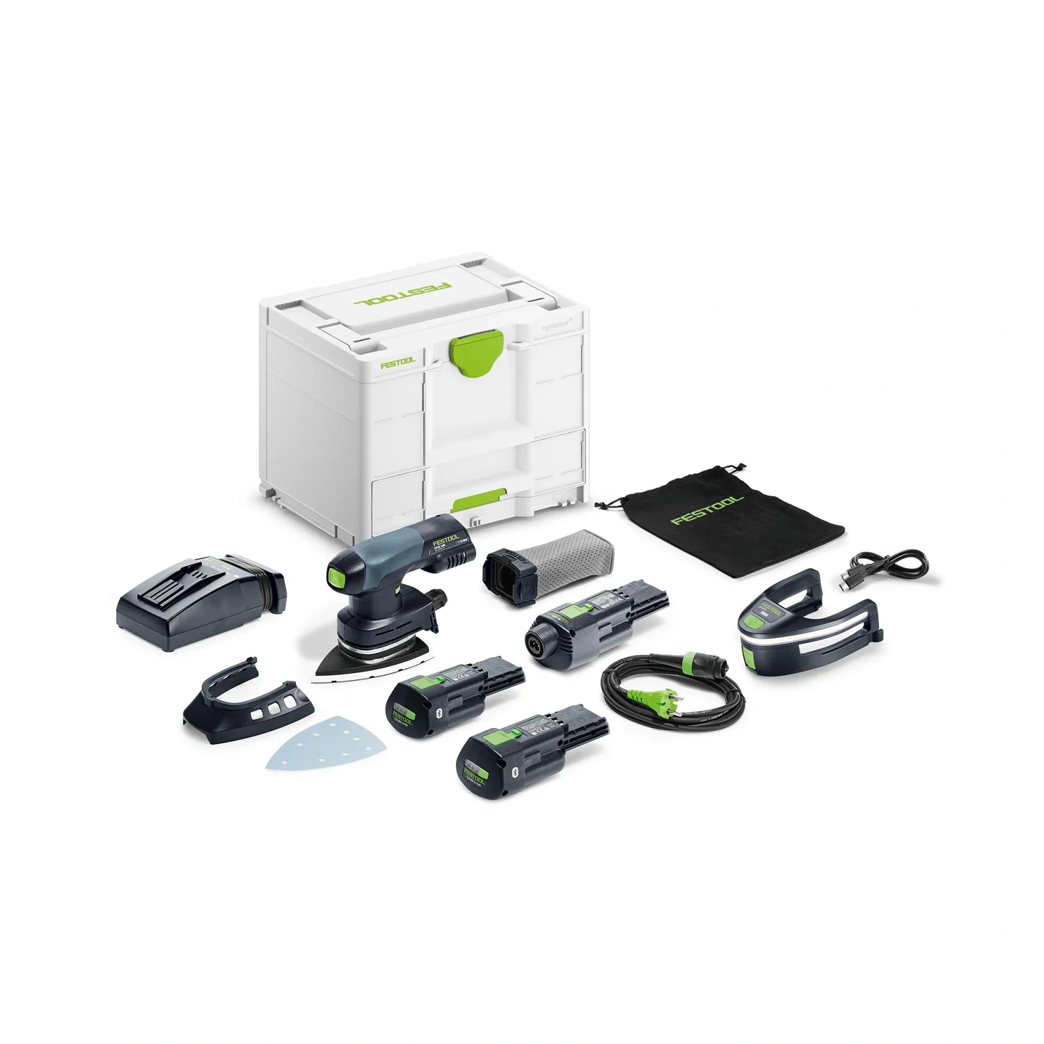 Festool DTSC 400 3,0 I-Set  Kit de ponceuse delta sans fil (2 x 3 Ah et adaptateur) dans un Systainer - 18 V - 100 x 150 mm