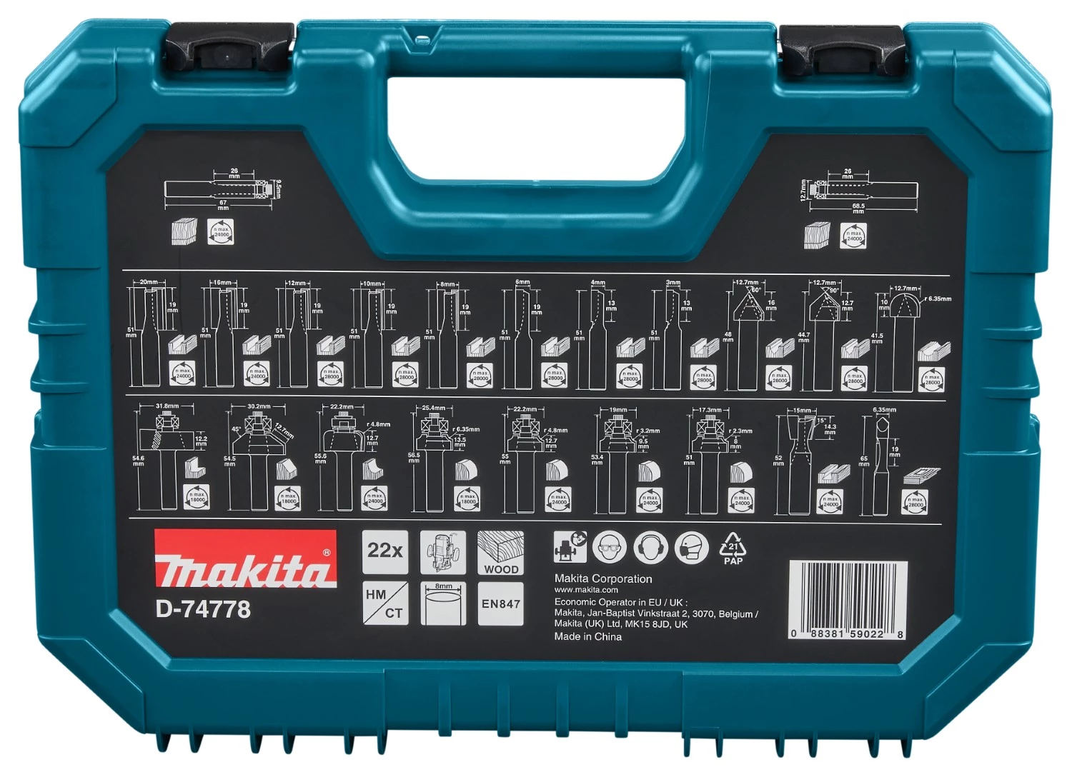 Makita D-74778 Frezenset S8 - 22-delig-image