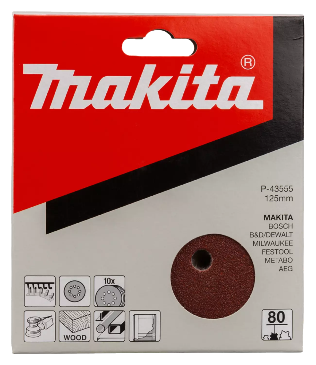 Makita P-43555 Schuurschijf Red - K80 - 125mm (10st)-image