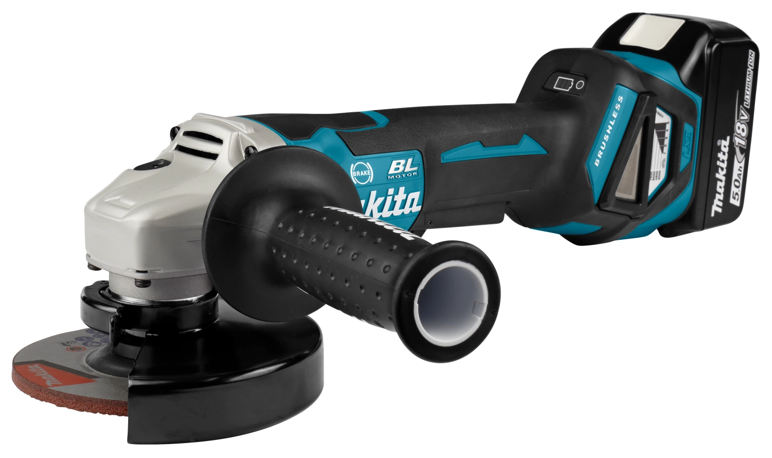 Makita DGA517RTJ 18V Li-Ion Accu haakse slijper incl. ADT set (2x 5.0Ah accu) in Mbox - 125mm - koolborstelloos-image