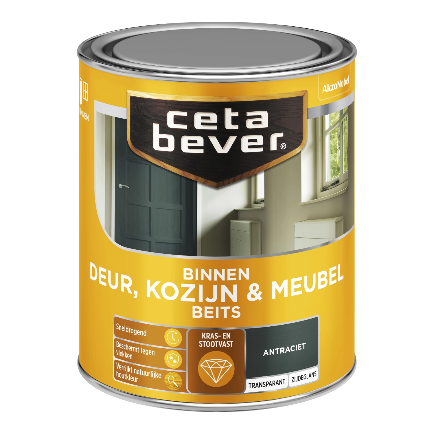 Cetabever Binnenbeits Deuren & Kozijnen Transparant Zijdeglans - Antraciet - 750ml-image