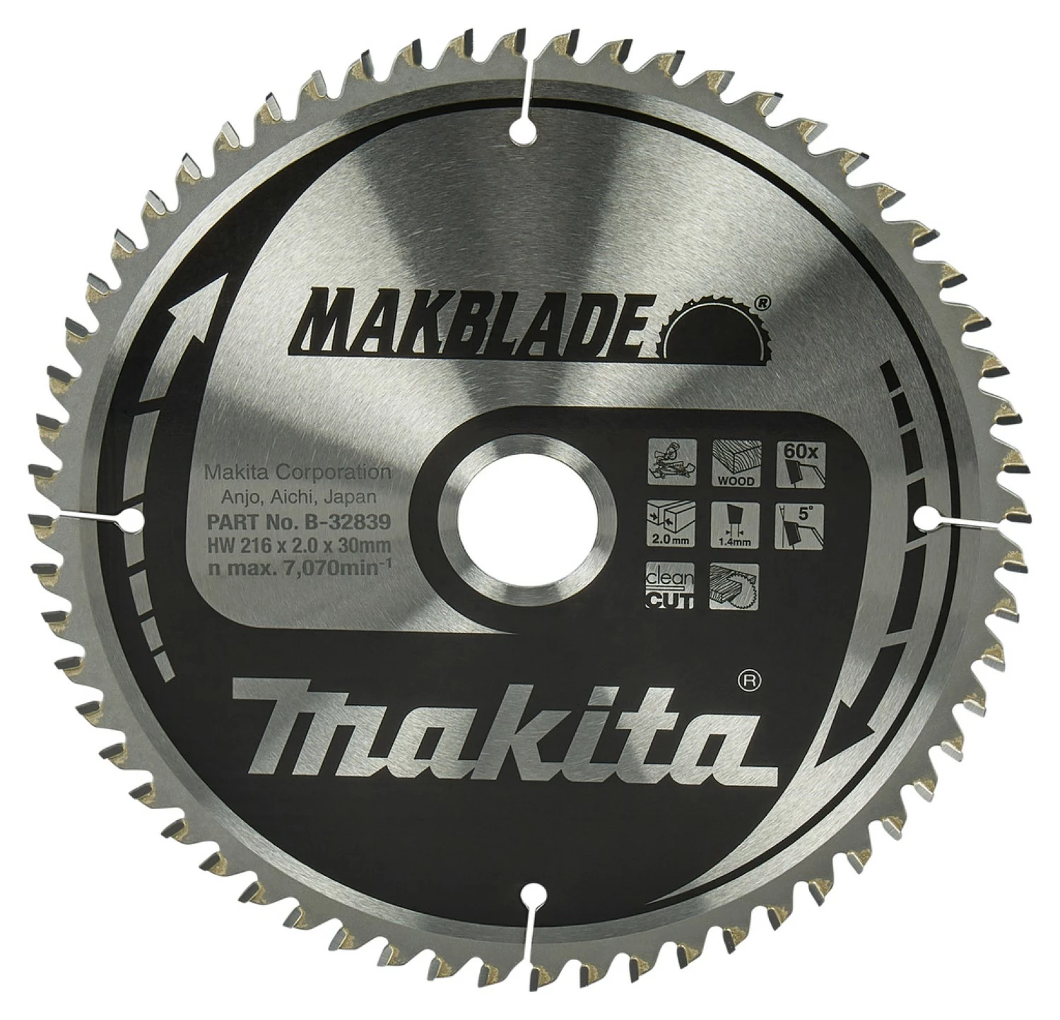 Makita B-32839 Makblade Lame de scie circulaire - 216 x 30 x 60T - Bois-image