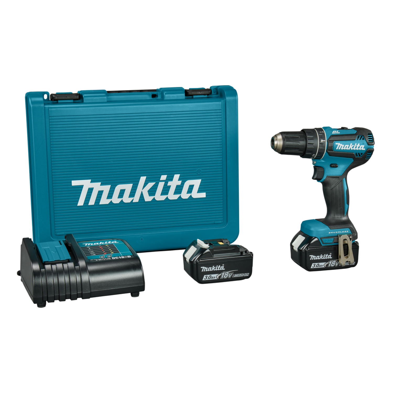 Makita DHP485SFE 18V Li-Ion kit Perceuse-visseuse sans fil (2x 3.0Ah batterie) en coffret - sans charbon-image