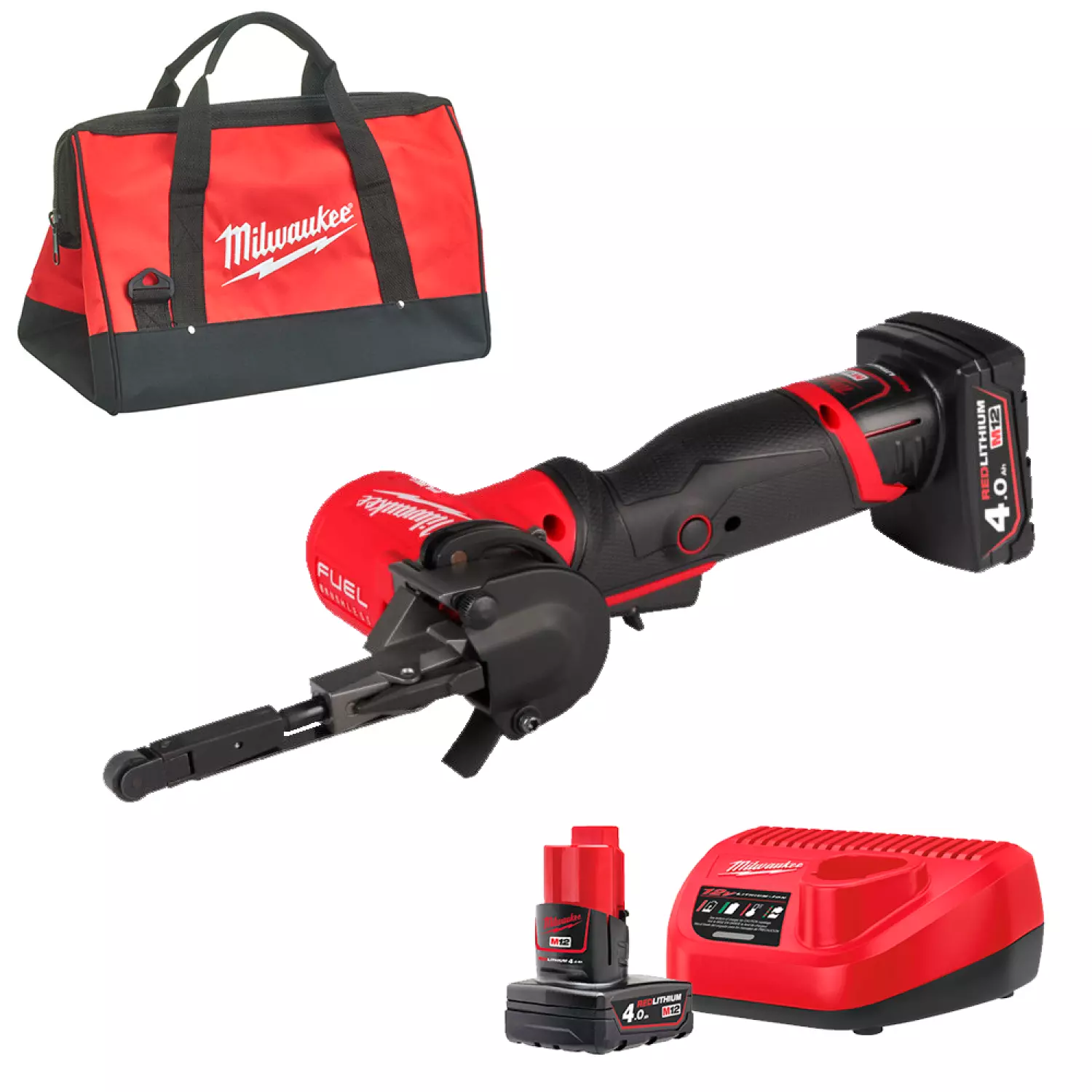 Milwaukee M12 FBFL10-402B FUEL™ bandvijl (2x 4.0 Ah accu) in transporttas - 10 mm-image