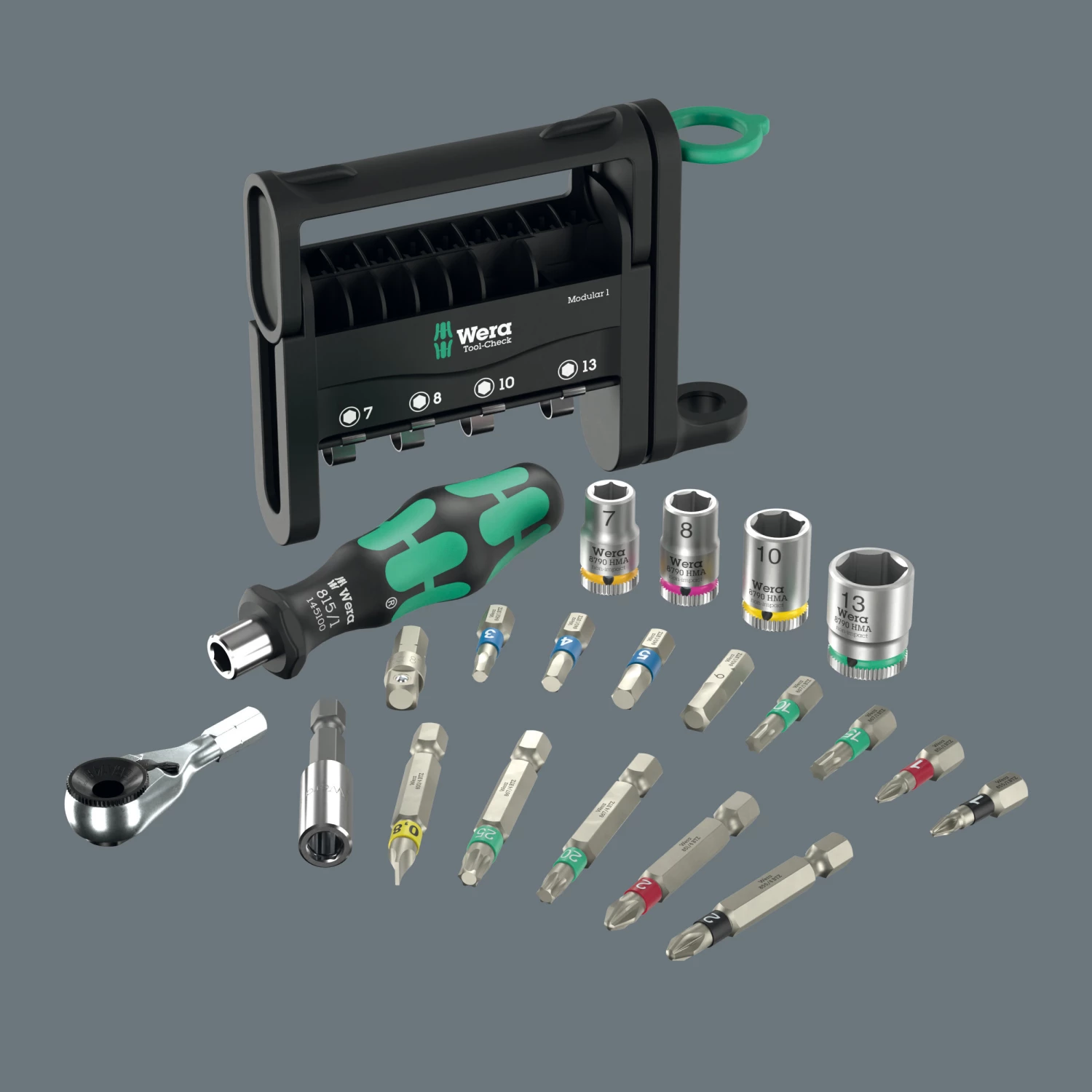 Wera 05049000001 Tool-Check Modular 1 Gereedschapset in Tool-Check - 21‑delig + 05049003001 7-delige Tool-Check Modular Hex-Plus 1 Inbussleutelset-image