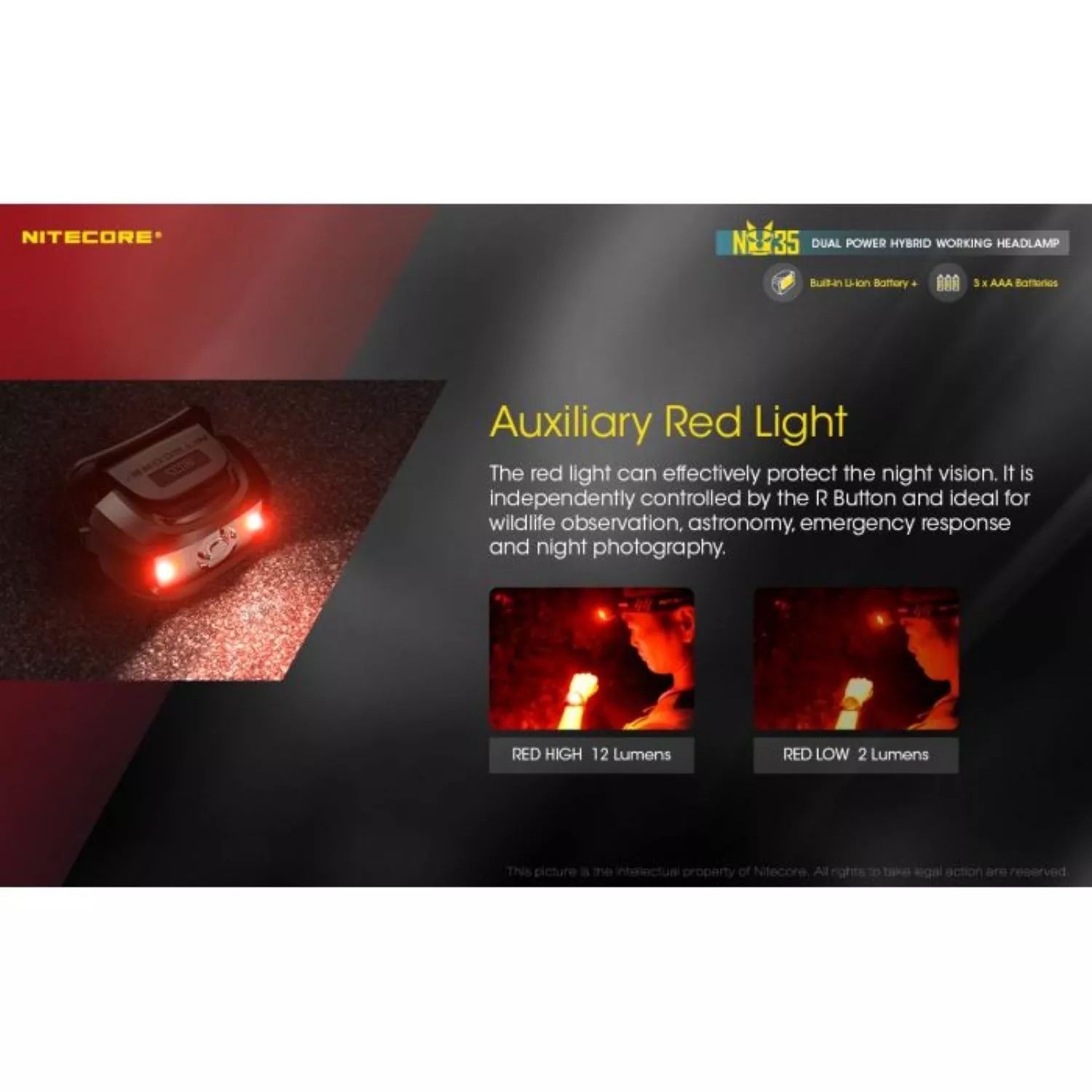 Nitecore NU35 Hoofdlamp - oplaadbaar - 460Lm - IP66-image