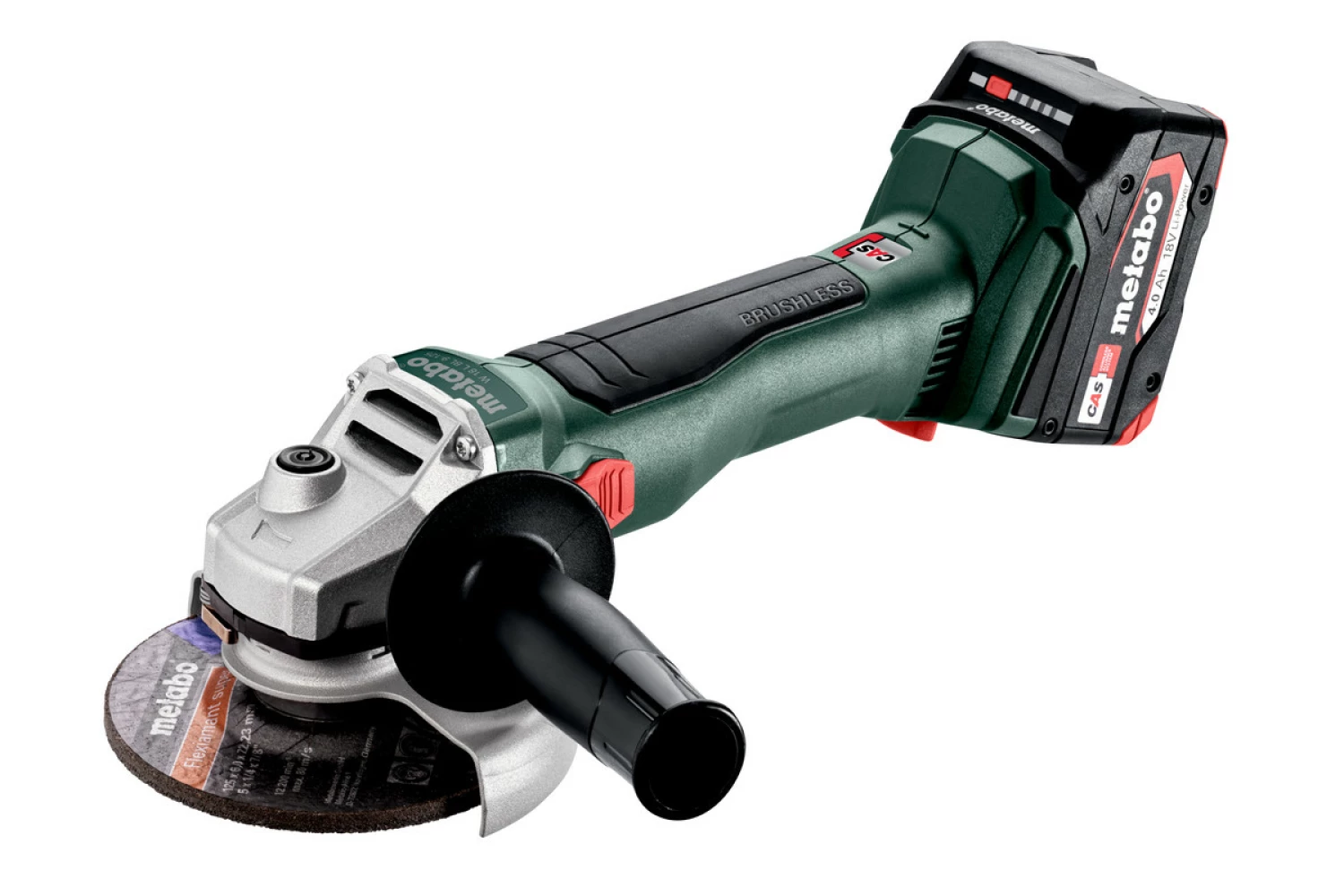 Metabo W 18 L BL 9-125 18V Li-Ion accu haakse slijper set (2x 4,0 Ah) in Metabox - 125mm-image