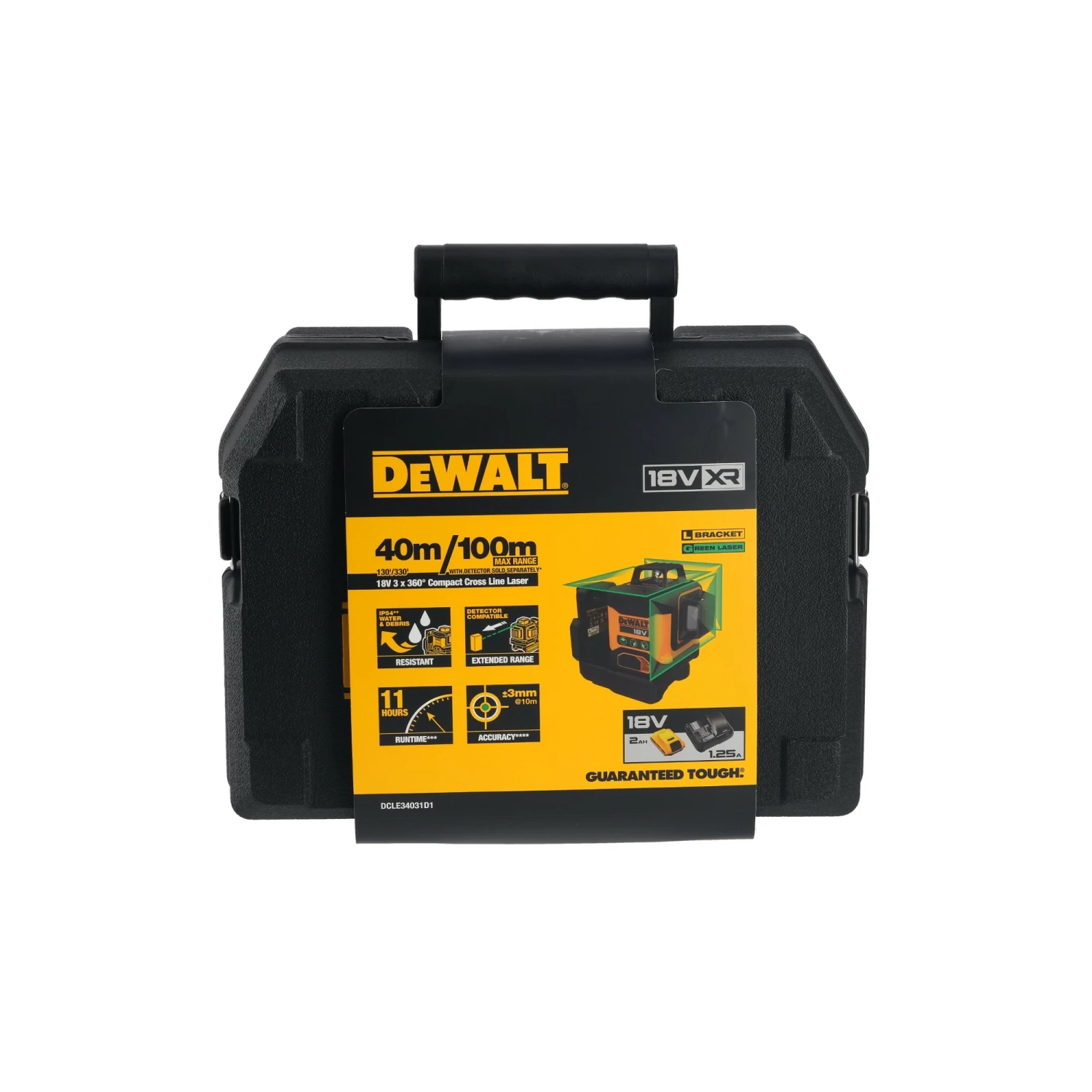 DeWALT DCLE34031D1-QW 18V Li-ion Accu Kit laser à croix auto-nivelant (1x 2,0 Ah) - 3x360° - Vert-image
