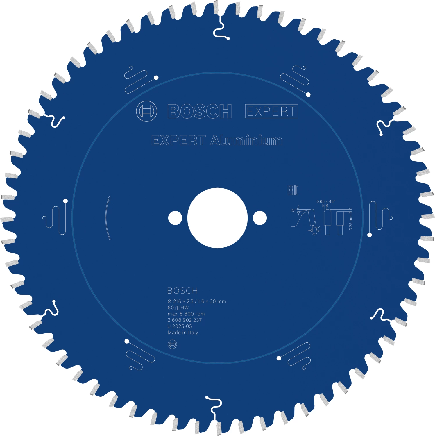Bosch 2608902237 Lame de scie circulaire EXPERT - 216 x 30 x 60D - aluminium-image
