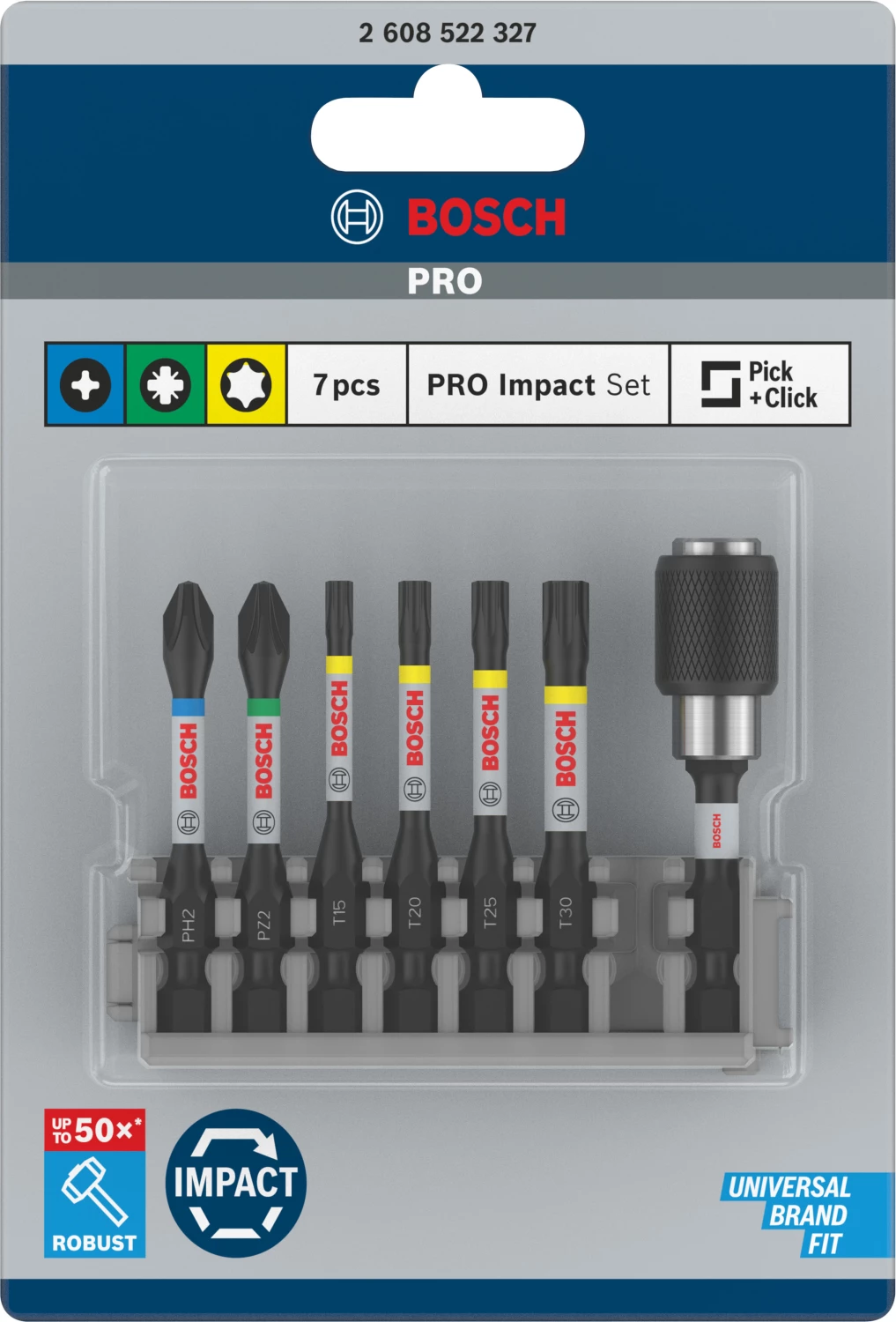 Bosch 2608522327 7 Delige impact control bitset - PH2 / PZ2 / T15 / T20 / T25 / T30-image