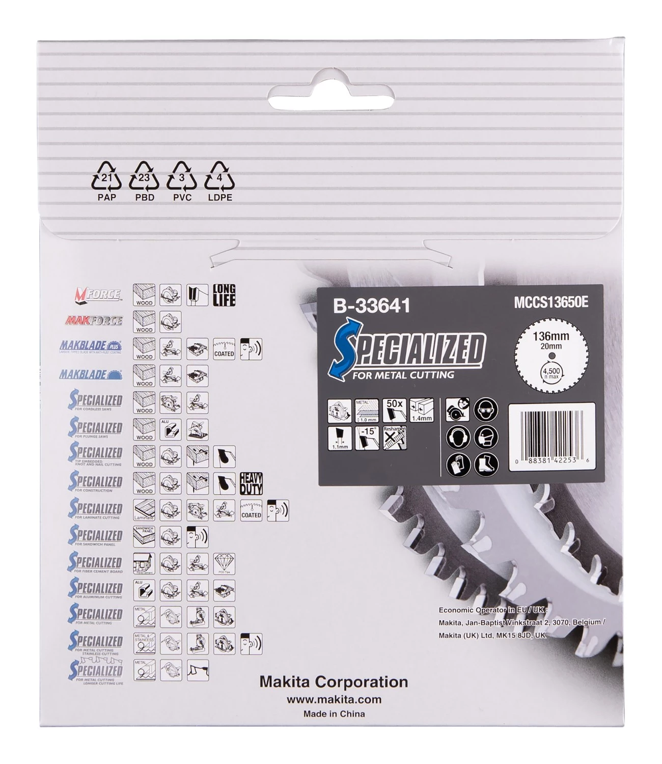 Makita B-33641 Cirkelzaagblad Dun plaatstaal-image