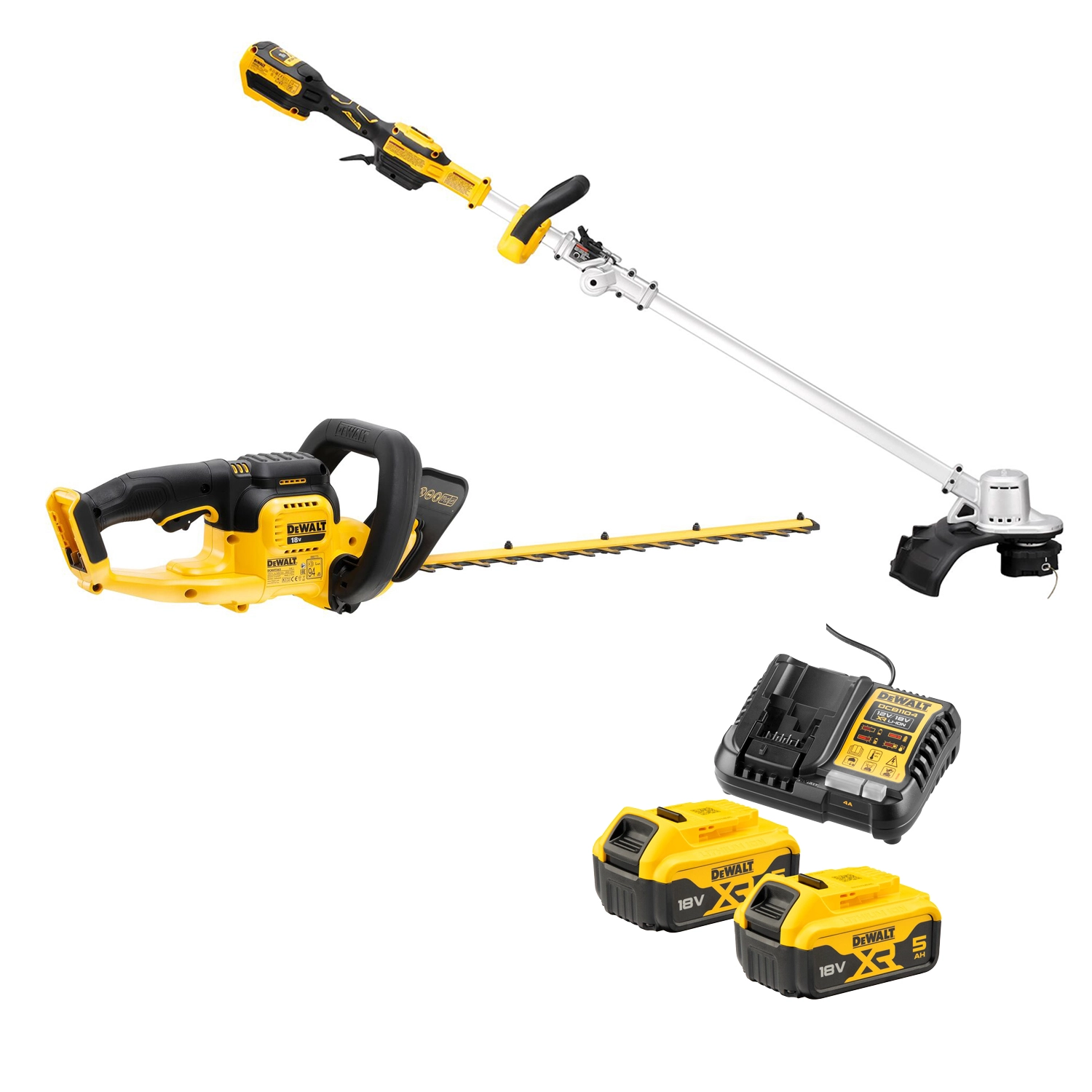 DeWALT DCMST561HT 18V Li-ion accu heggenschaar (DCMHT563N) + accu grastrimmer (DCMST561N) set (2x 5.0Ah)-image