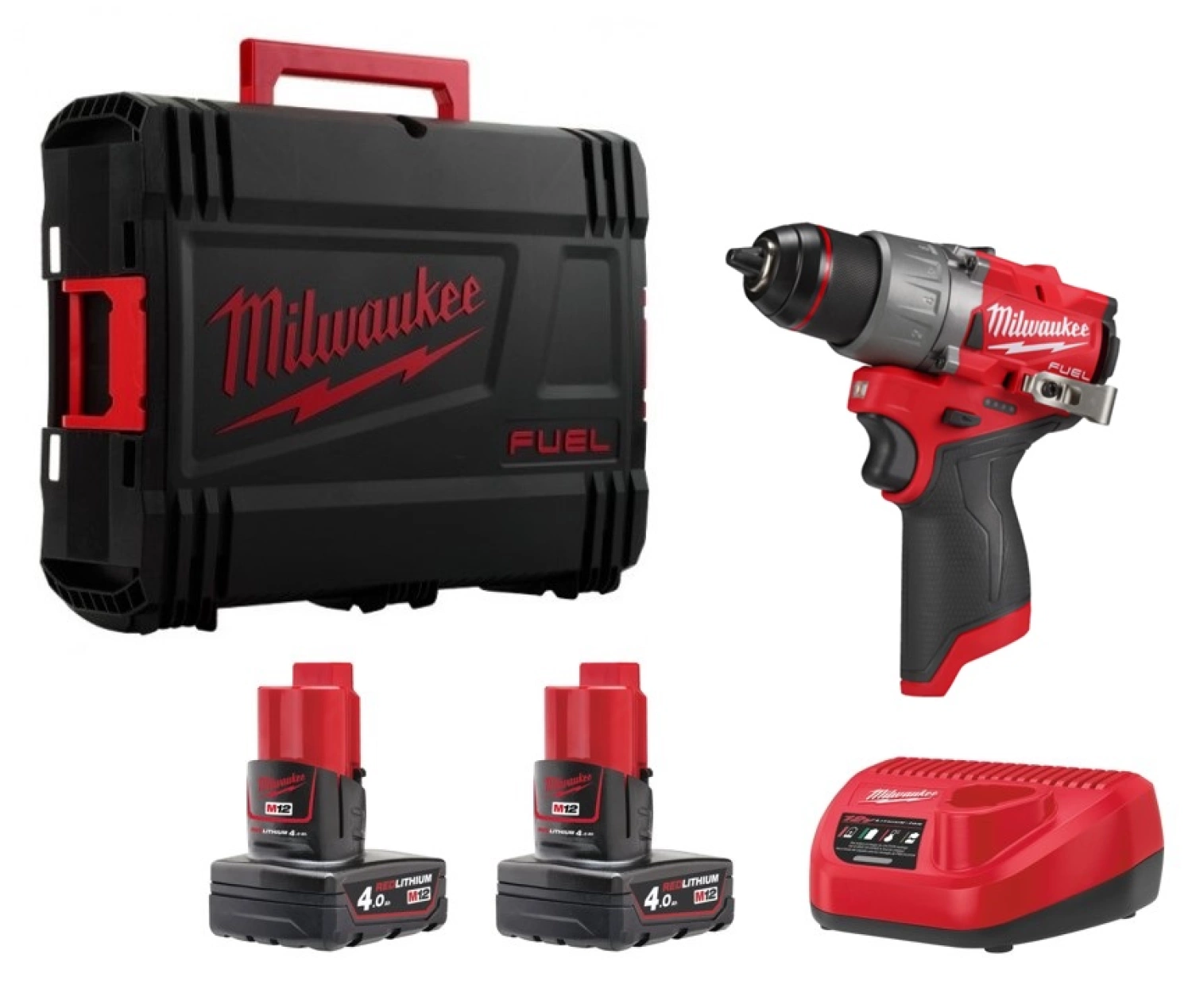 Milwaukee M12 FDD2-402X 12V Li-ion accu subcompacte boormachine set (2x 4.0Ah accu) in HD Box-image