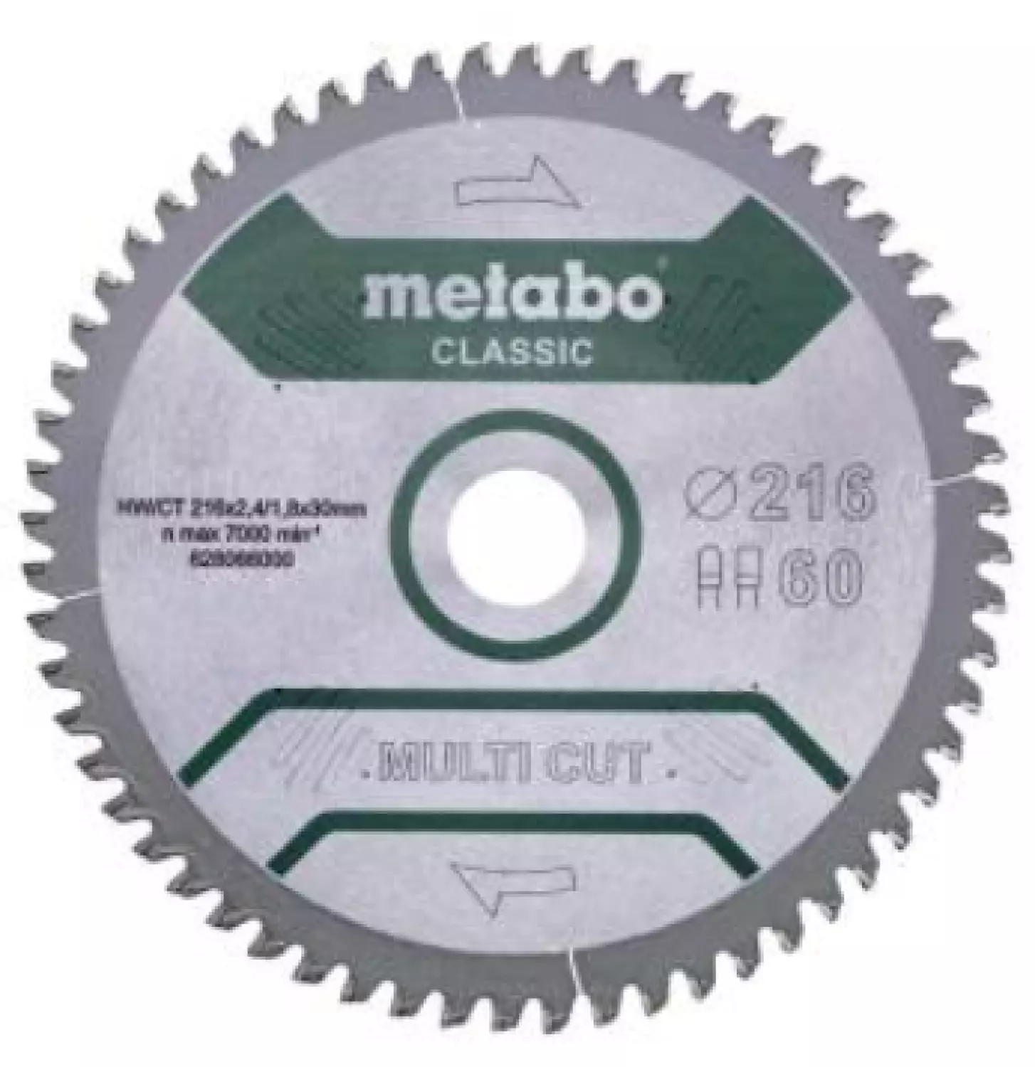 Metabo 628066000 Multi Cut Lame pour scie circulaire - 216 x 30 x 60D Bois/Époxy/Aluminium/Plastique-image