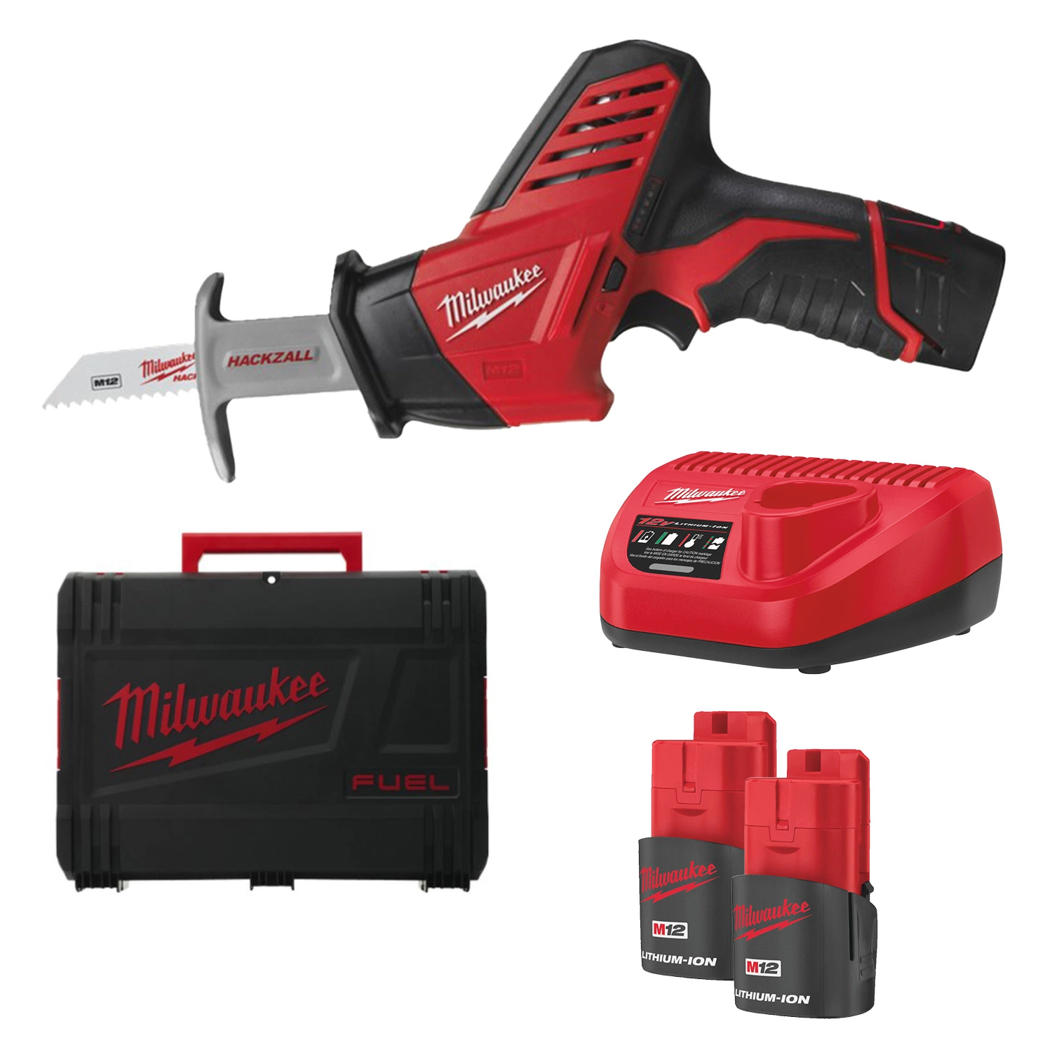 Milwaukee C12 HZ-202C 12V Li-Ion accu reciprozaag set (2x 2.0Ah accu) in koffer - snelwissel-image