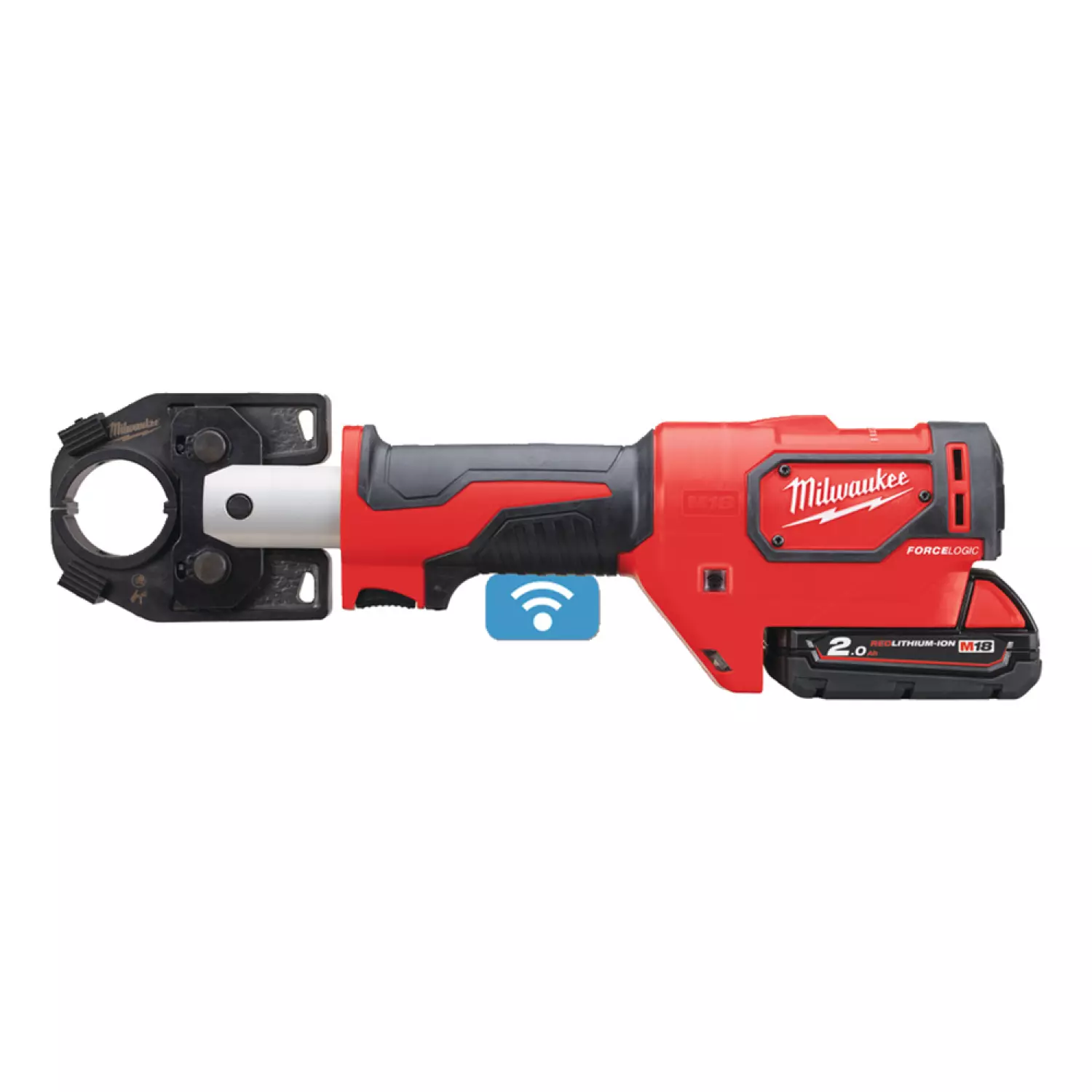 Milwaukee M18 HCCT-201C Sertisseuse hydraulique à batteries 18V Li-Ion (1x batterie 2,0Ah accu) dans coffret - 16-300mm - 53kN-image