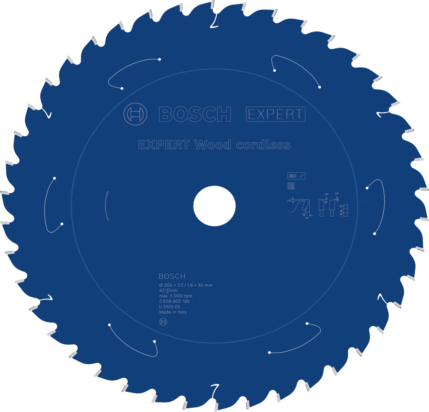 Bosch 2608902185 Lame de scie à tronçonner EXPERT à batterie pour bois - 305 x 30 x 42D-image