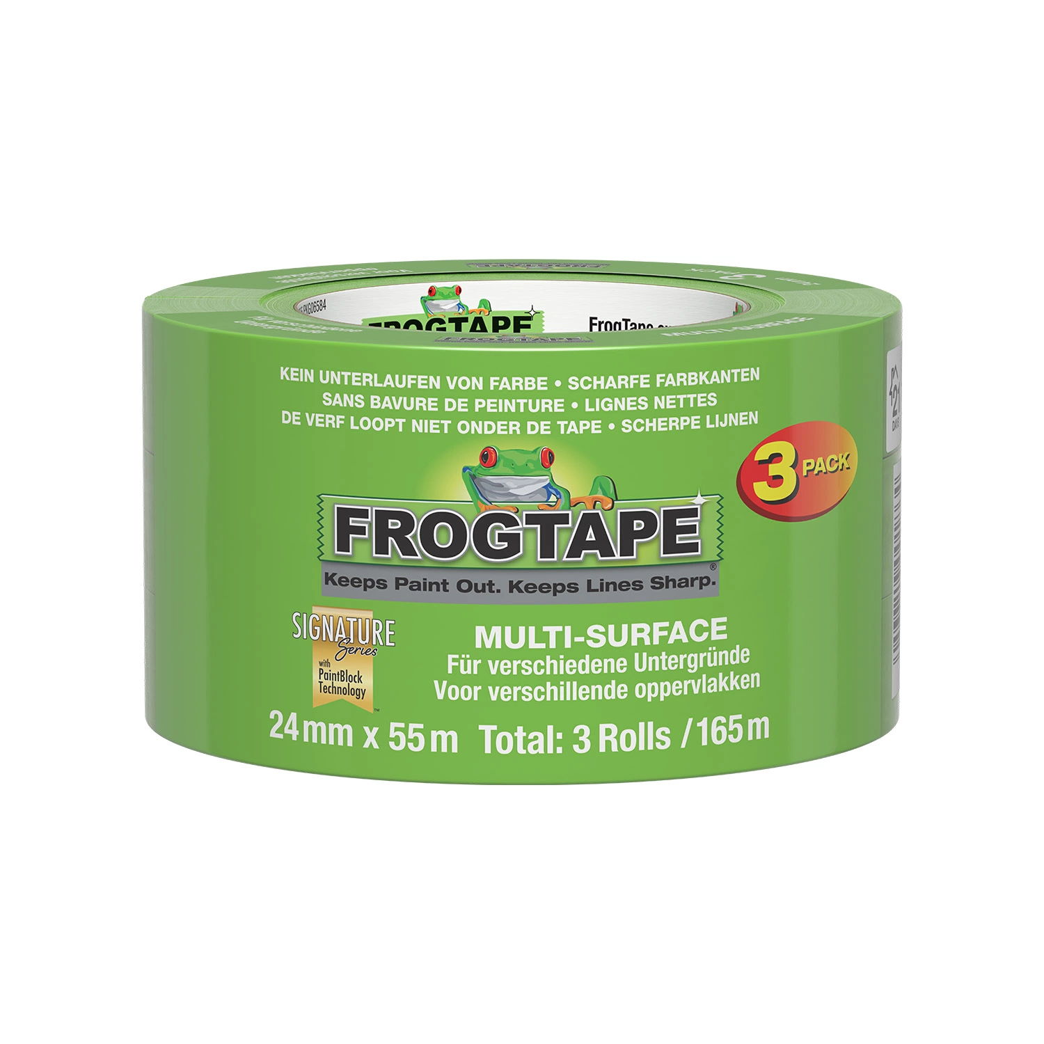 FrogTape Multi Surface Ruban de masquage 24 mm x 55 m - Lot de 3