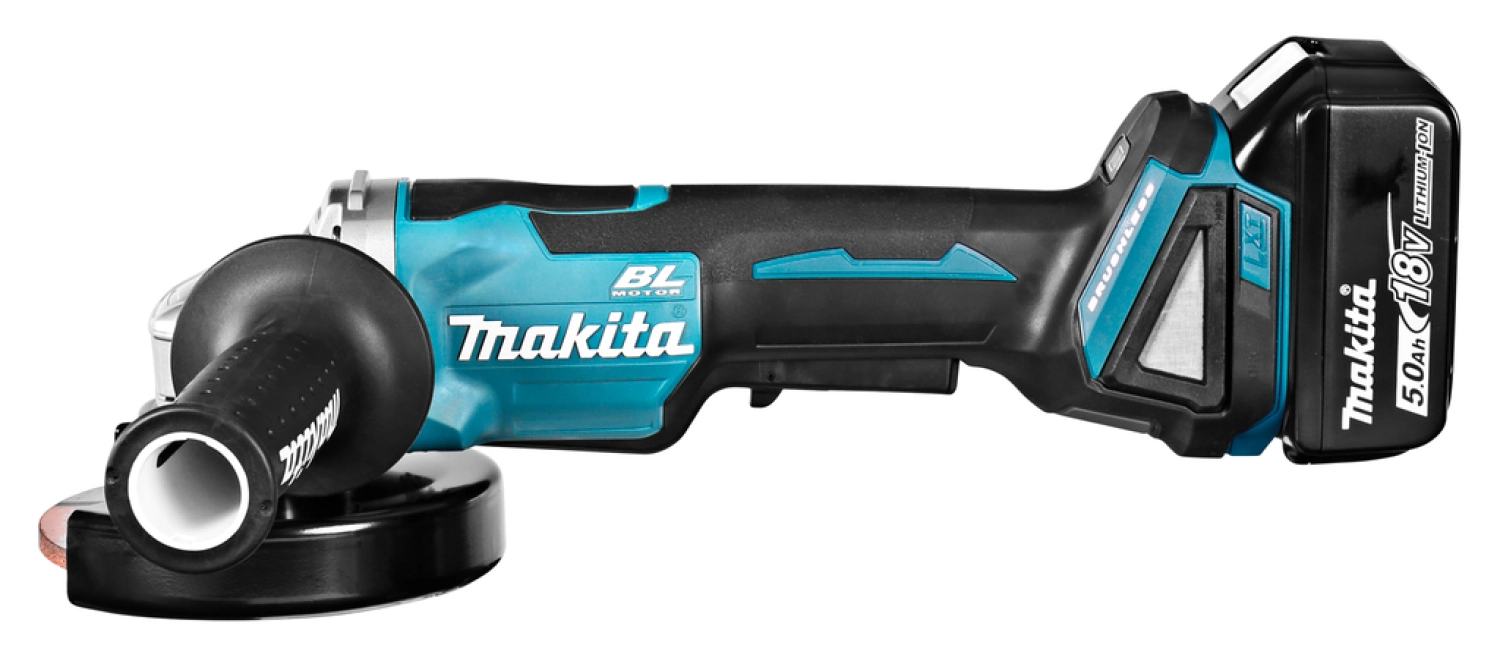 Makita DGA505RTJ 18V Li-Ion Accu haakse slijper set (2x 5.0Ah accu) in Mbox - 125mm - koolborstelloos - softstart-image