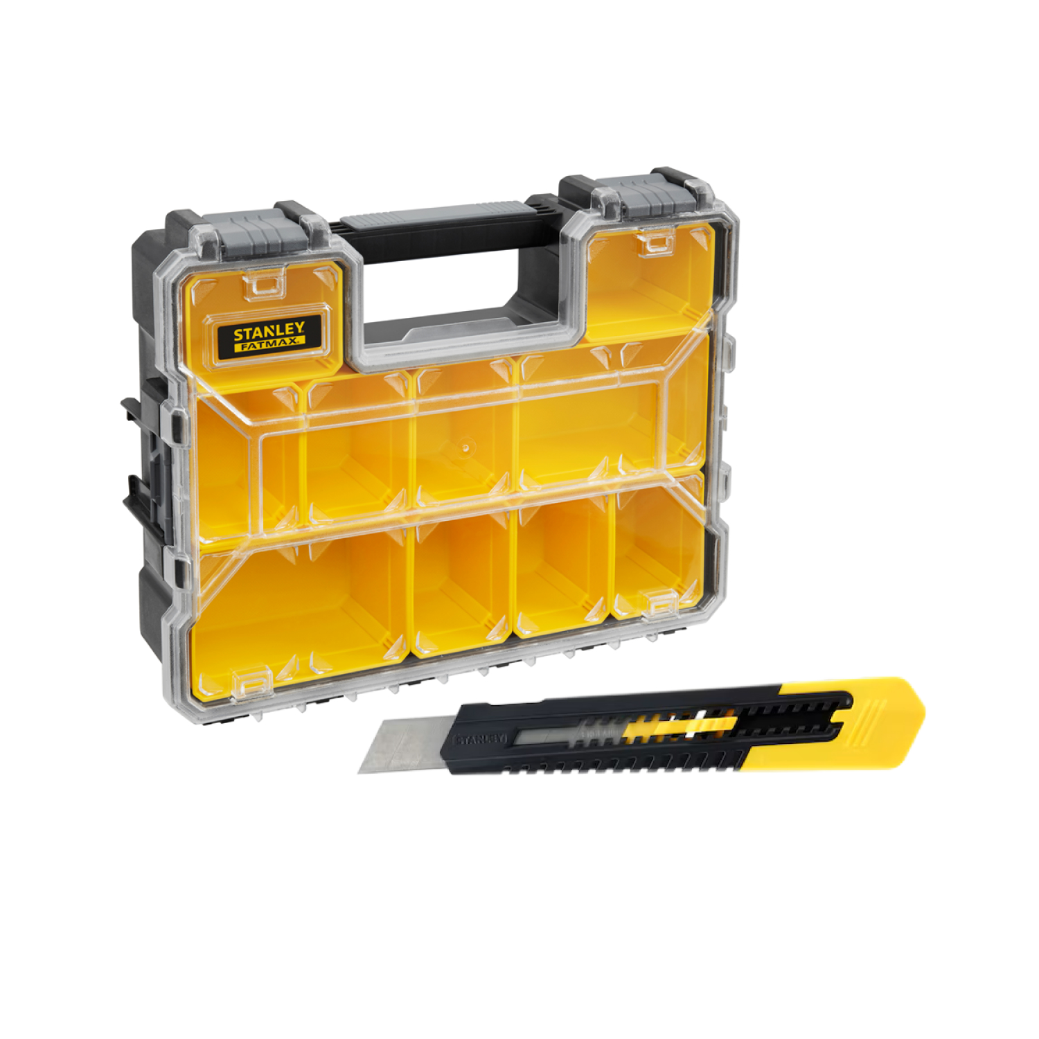 Stanley 1-97-521 FATMAX organiseur professionnel avec compartiments profonds + STHT10323-8 Couteau à lame sécable - 18 mm-image