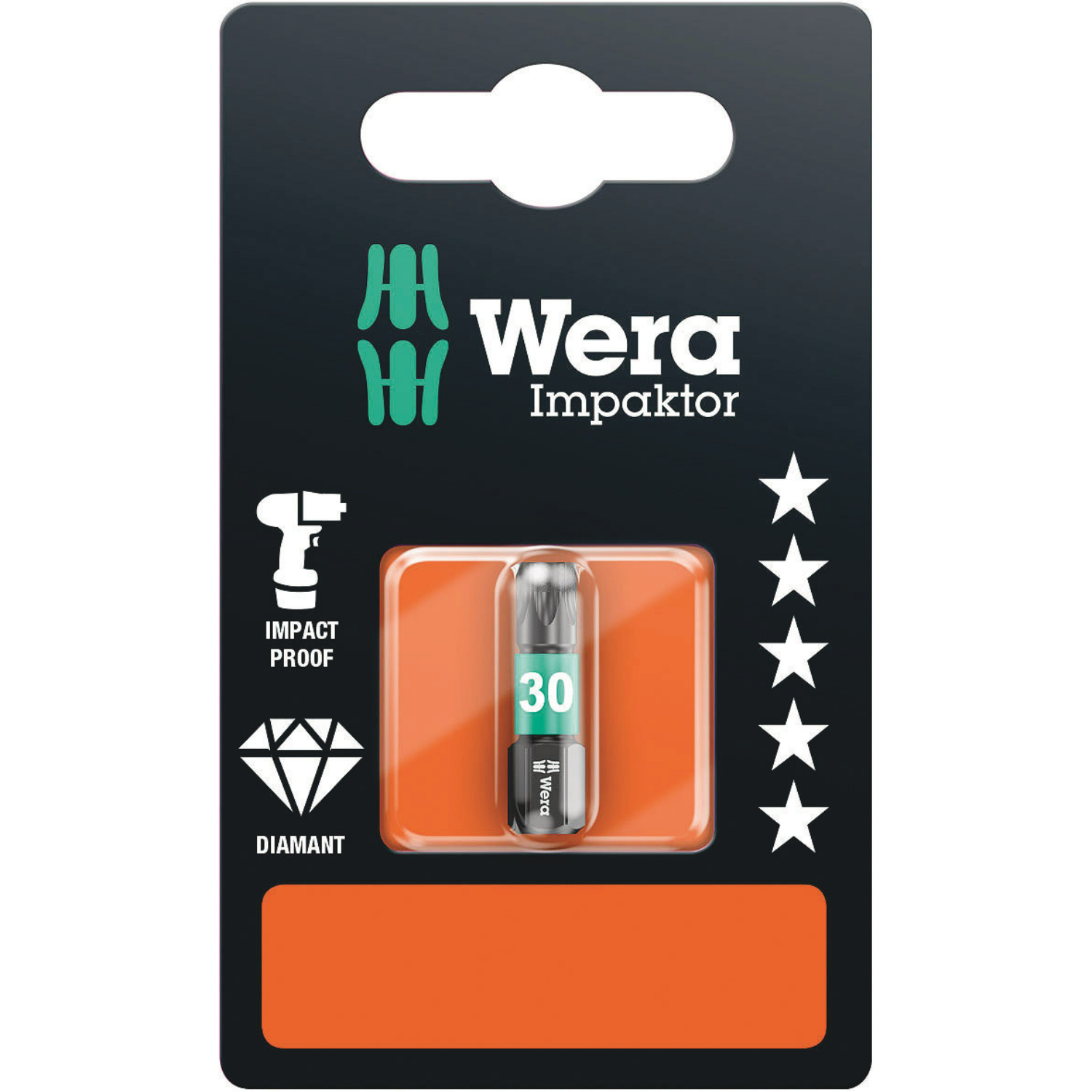 Wera 05073926001 1/4" Torx Impaktor Diamant Bit - T30 x 25mm-image