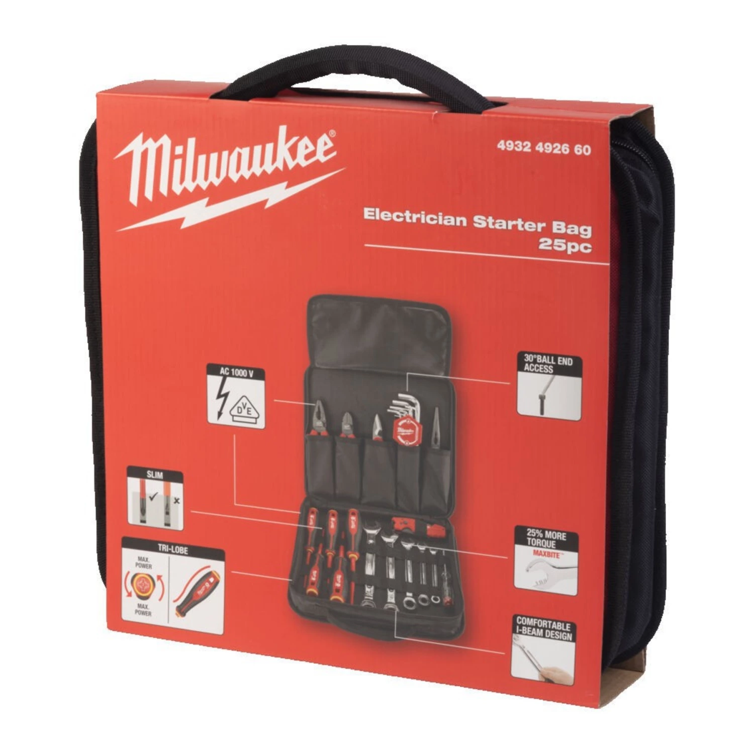 Milwaukee 4932492660 25-Piece Hand Tool Set in Carrying Case (Jeu d'outils à main de 25 pièces dans une mallette de transport)-image