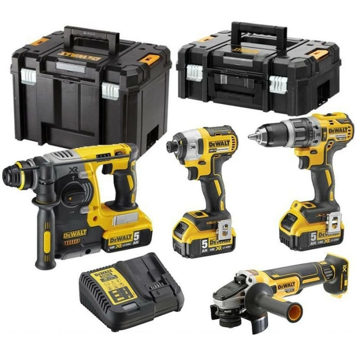 DeWALT DCK422P3T 18V Li-ion XR accu 4-delige combiset (3x 5.0Ah) in 2 TSTAK koffers-image