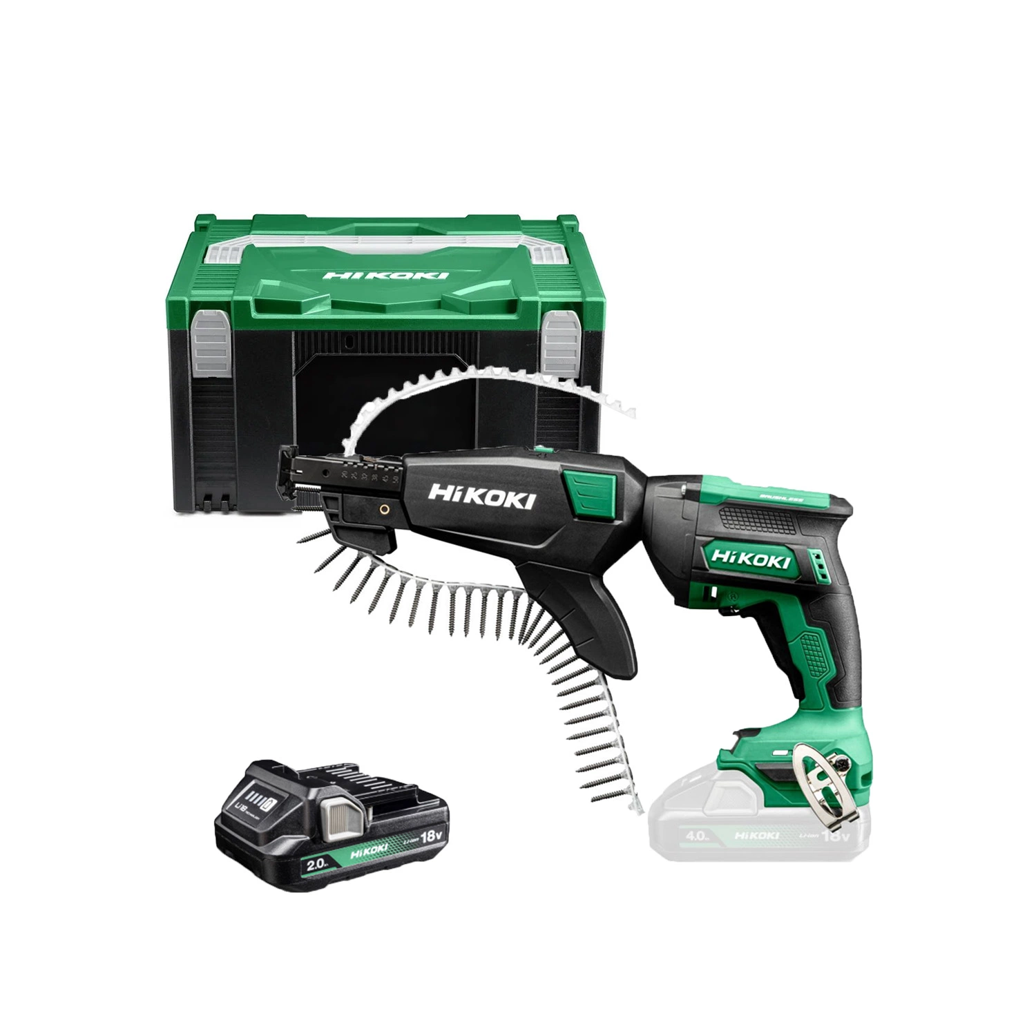 HiKOKI W18DAWBZ 18V Li-ion accu gipsschroefmachine / bandschroefmachine set (2x 2.0Ah accu) in HSC III - 25-57mm-image