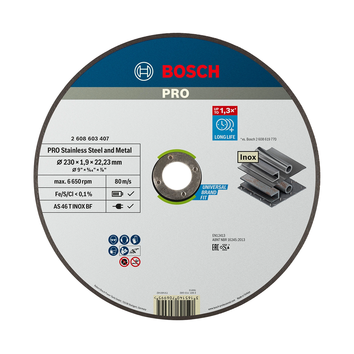 Bosch 2608603407 - Disque à tronçonner à moyeu plat, Expert for Inox Rapido AS 46 T Inox, 230 x 1,9 mm-image