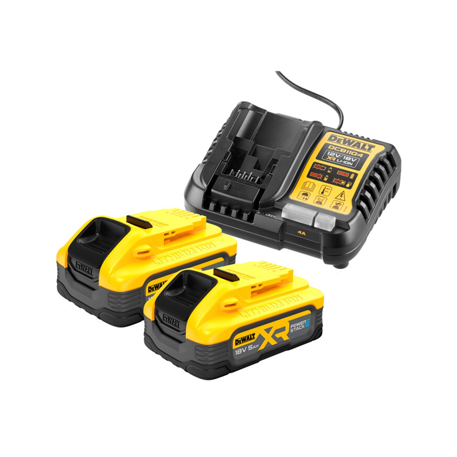 DeWALT DCB1104H2 18V Lion accu starterset (2x 5.0Ah accu) + lader-image