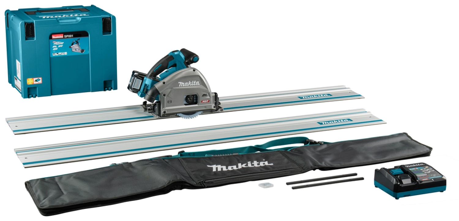 Makita SP001GM103 XGT40V Max Li-Ion accu Invalcirkelzaag (4,0Ah accu en lader) in Mbox met AWS zender + 2 geleiderails in tas - 165mm-image