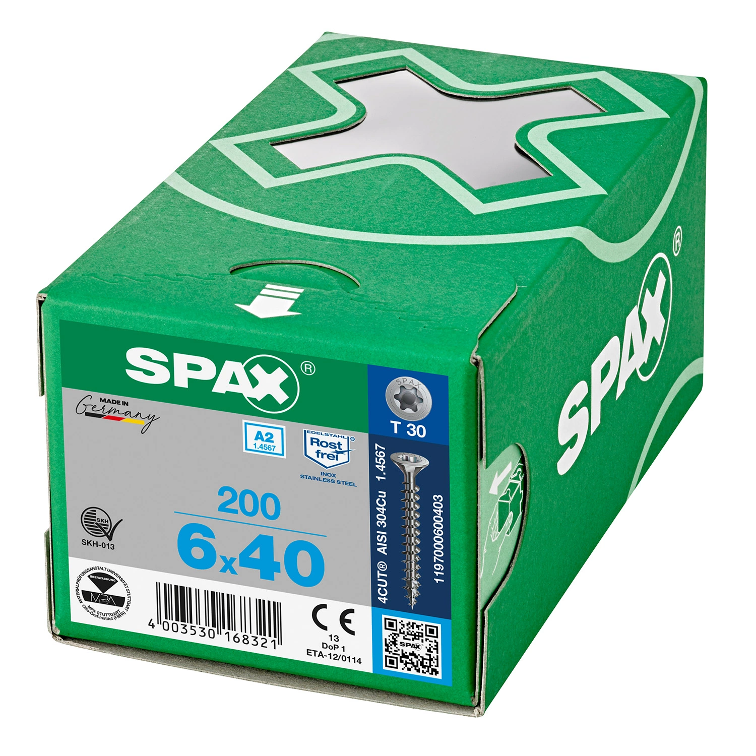 SPAX RVS schroeven verzonken kop - voldraad - T30 - 6.0x40 mm (200st)-image