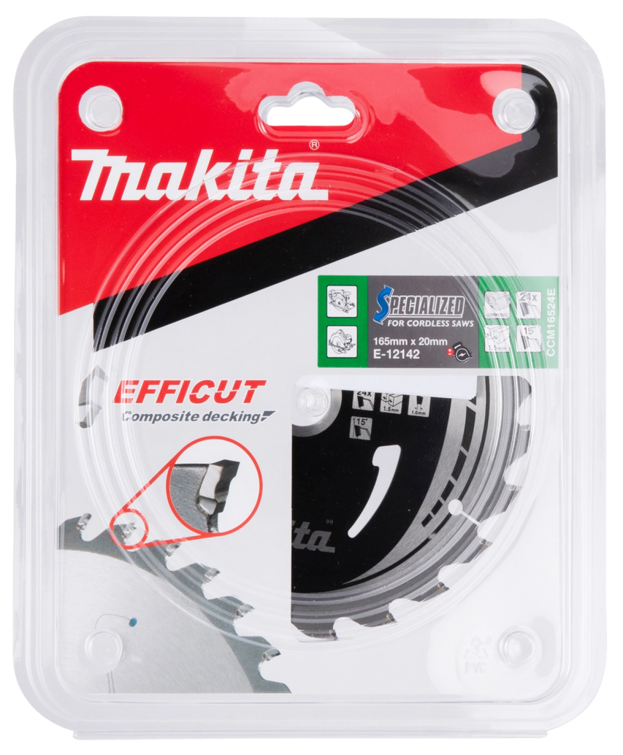 Makita E-12142 Efficut Lame de scie circulaire WPC - 165x20x1,5mm 24T-image
