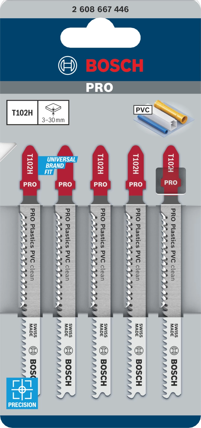 Bosch PRO T102H Plastics PVC clean decoupeerzaagblad - 100mm - kunststof (5st)-image