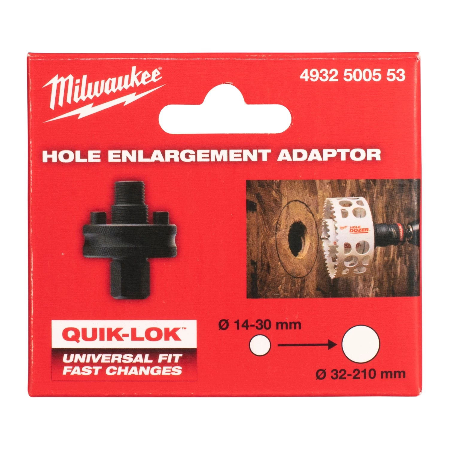 Milwaukee 4932500553 Porte-scie cloche universel Quick-lock avec adaptateur d'agrandisseur de trou