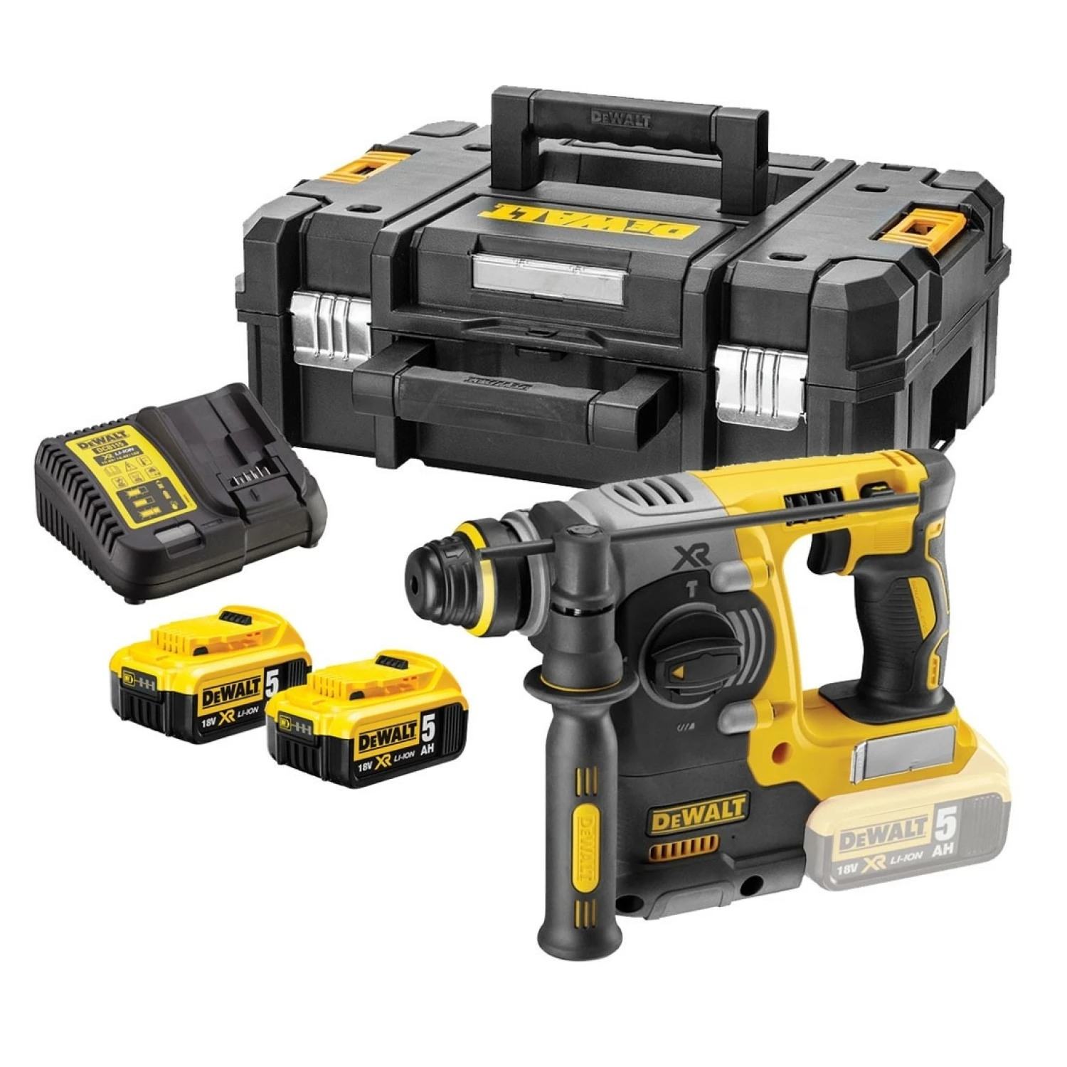 DeWALT DCH273P2T 18V Li-Ion Accu SDS-plus combihamer set (2x 5.0Ah accu) in TSTAK - 2,1J - koolborstelloos-image