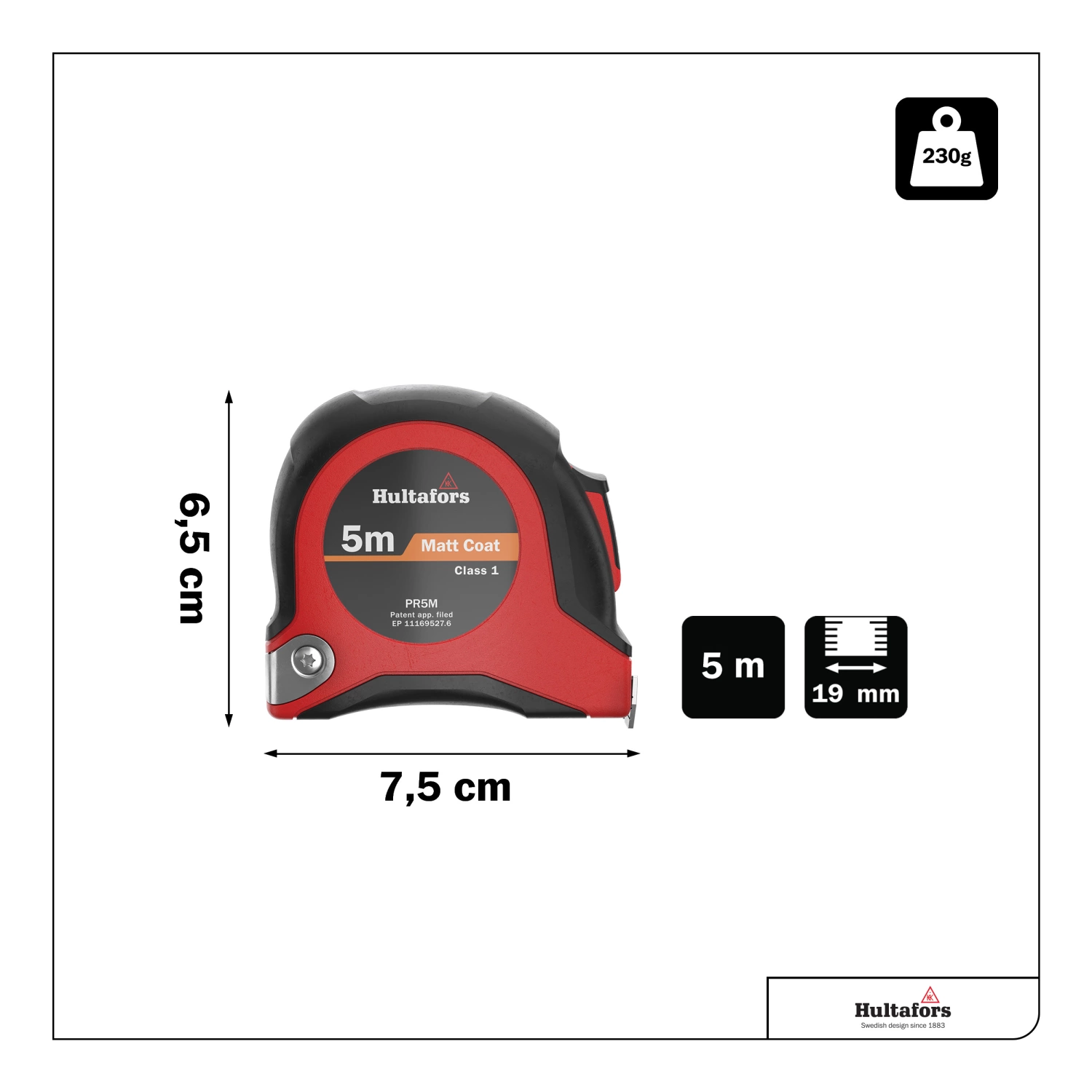 Hultafors PR 5M Rolbandmaat staal - 5m x 19mm-image