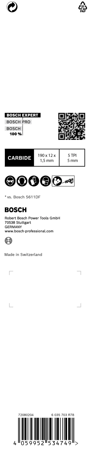 Bosch EXPERT S715LHM reciprozaagblad - 140mm - hout/metaal-image