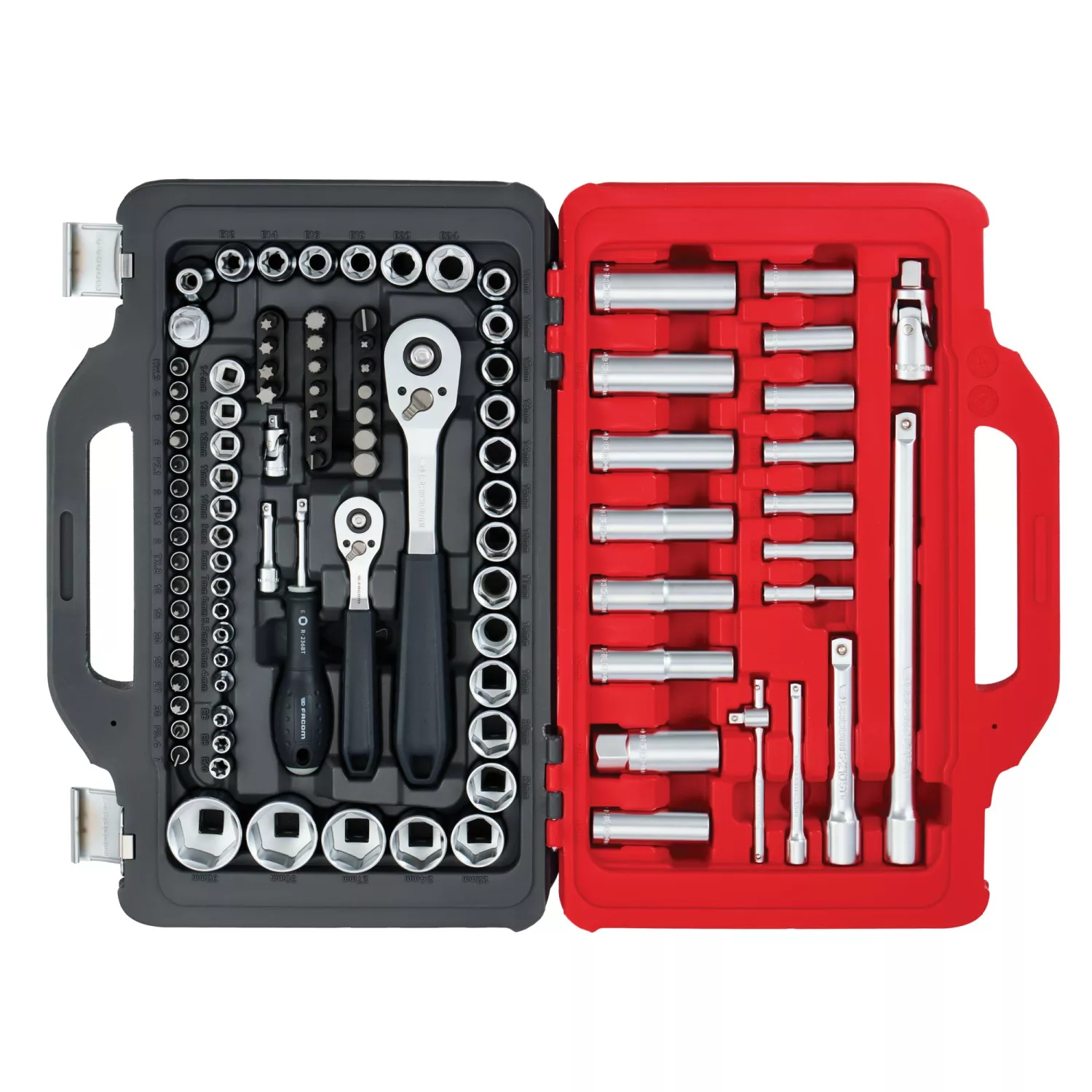 Facom RSL.151-EP100PB 100-delige Ratel- en doppenset in Twin Box koffer - 1/4" + 1/2"