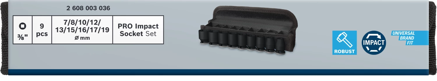 Bosch 2608003036 9 pièces douilles à chocs Pro en coffret - 3/8"-image