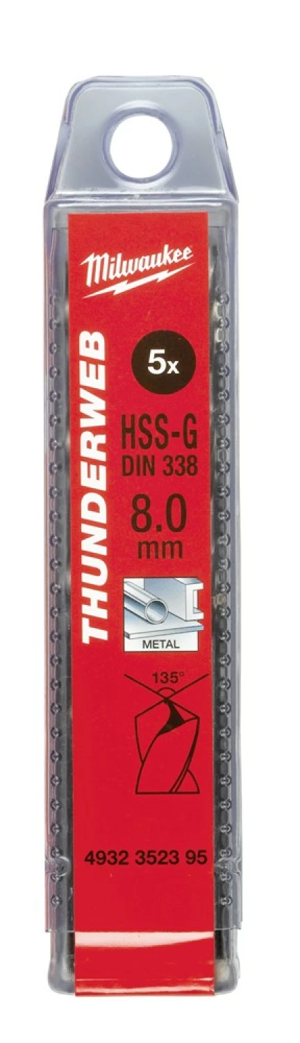 Milwaukee 4932352395 Thunderweb HSS-G Metaalboor - 8 x 75 x 117mm (5st)-image