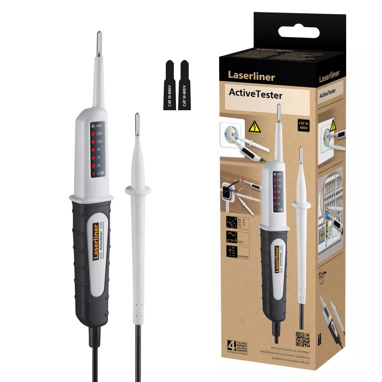 Laserliner ActiveTester Spanningstester - 2-polig - 12-400 V AC/DC - IP64-image
