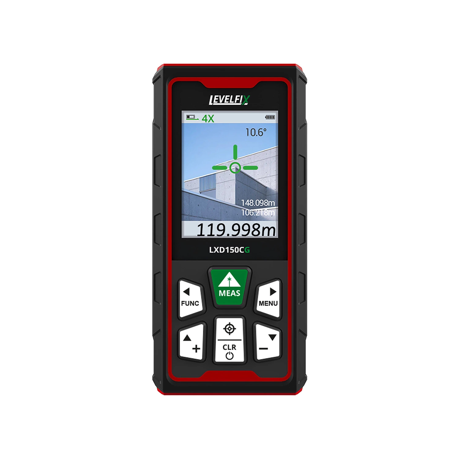 Levelfix LXD150CG Afstandsmeter in tas - Bluetooth - 150m - groen - IP68-image