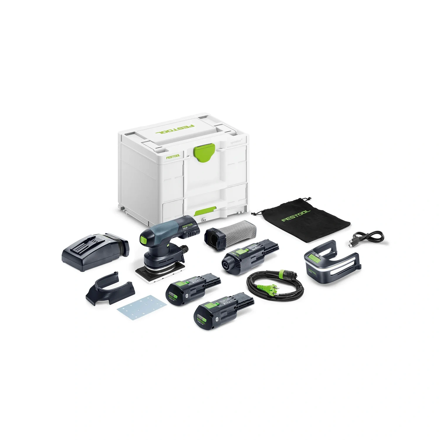 Festool RTSC 400 3,0 I-Set Accu vlakschuurmachine set (2 x 3Ah en adapter) in systainer - 18V - 80 x 130mm