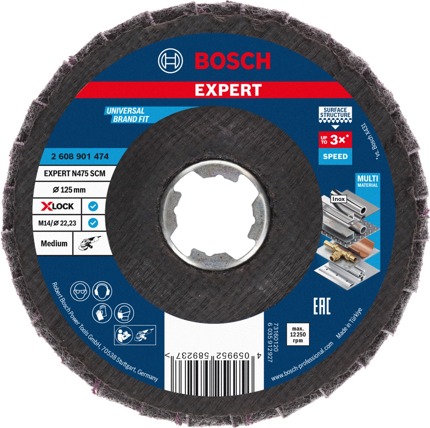 Bosch 2608901474 EXPERT N475 SCM X-LOCK disque abrasif à lamelles - 125 mm - grain moyen-image