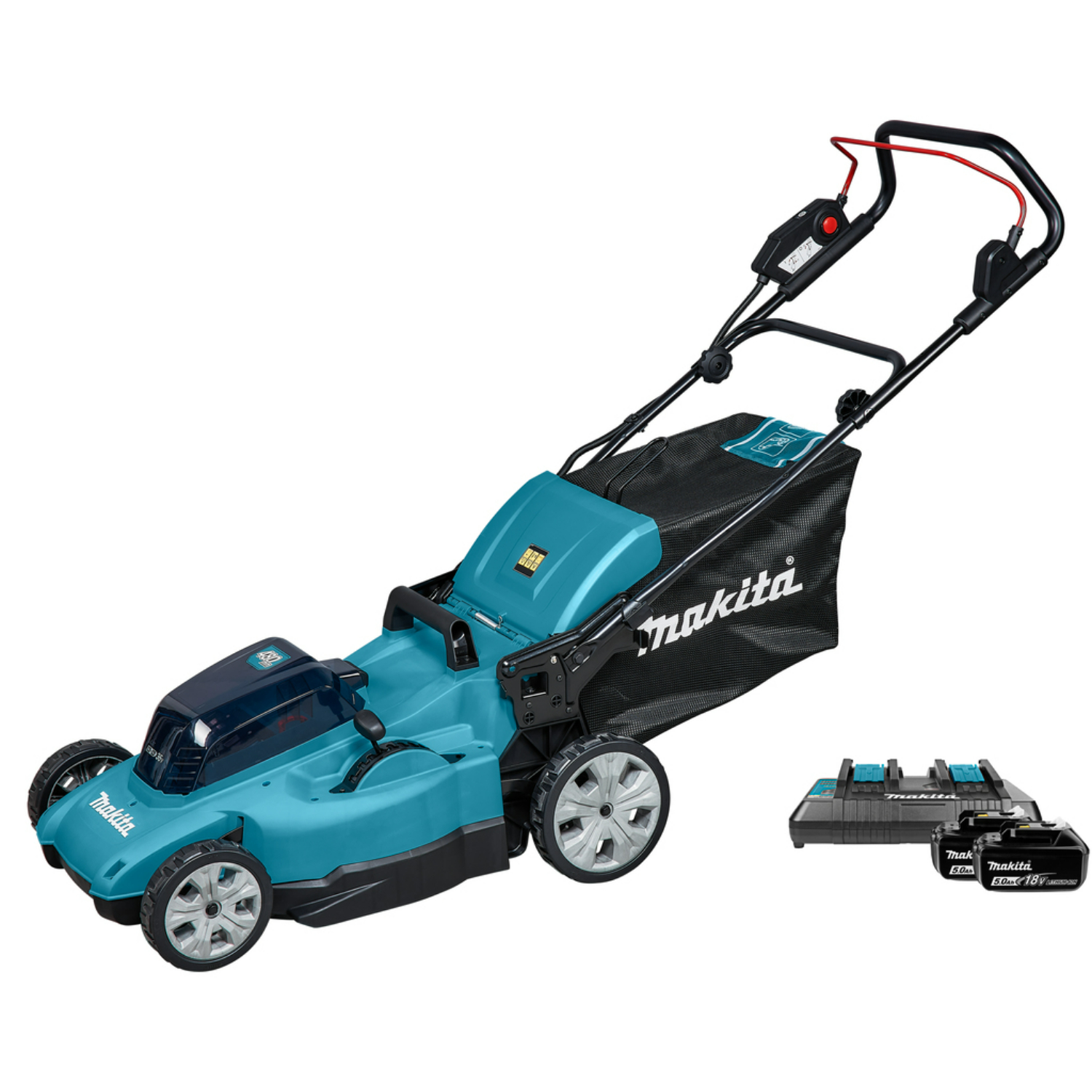 Makita DLM480PT2 (2X18V) Li-Ion Accu Grasmaaier set (2x 5,0Ah) - 48cm - 62L - 800 m²-image