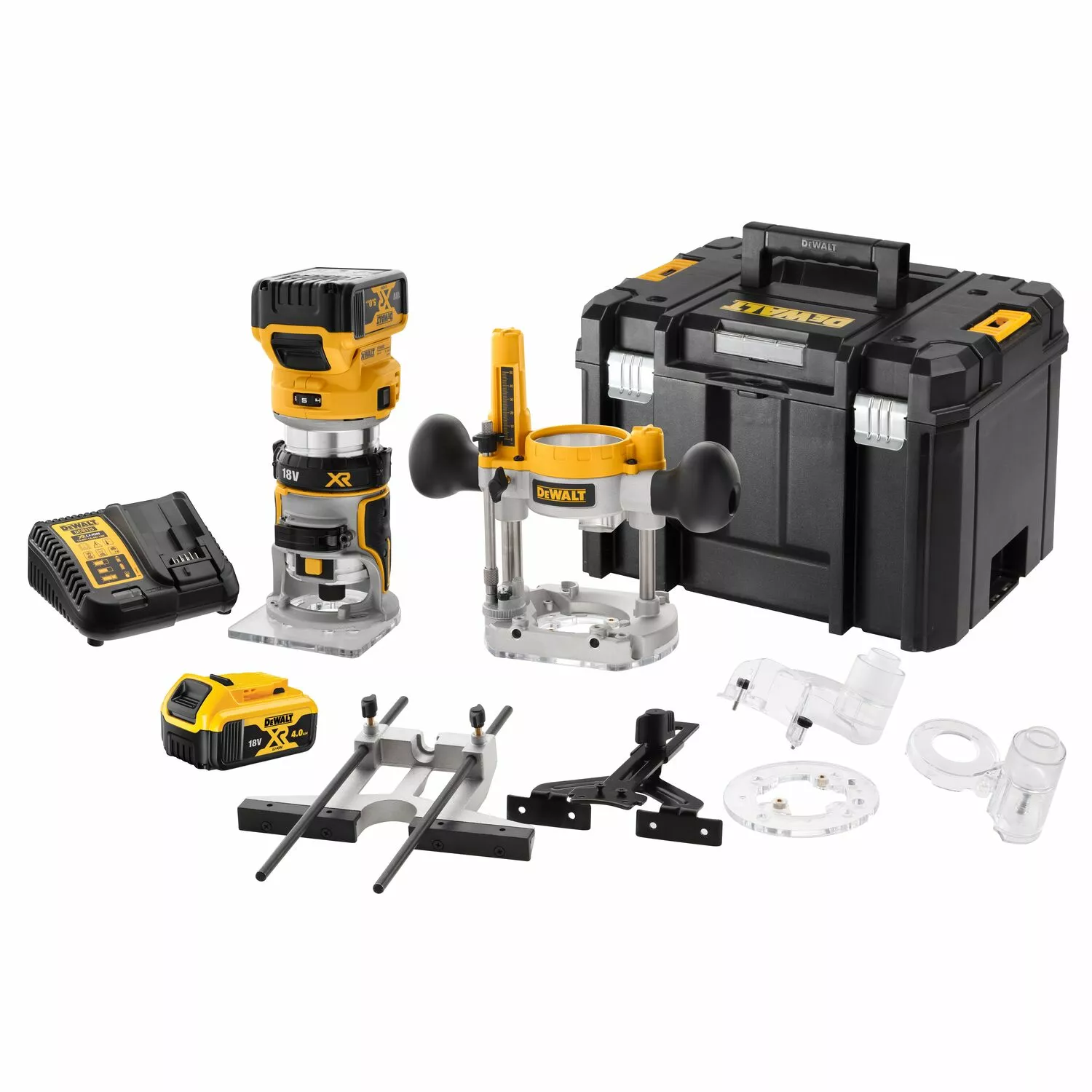 DeWALT DCW604P2-QW - Set défonceuse / affleureuse Li-Ion 18V XR (2x 5,0Ah) dans TSTAK - 30mm-image